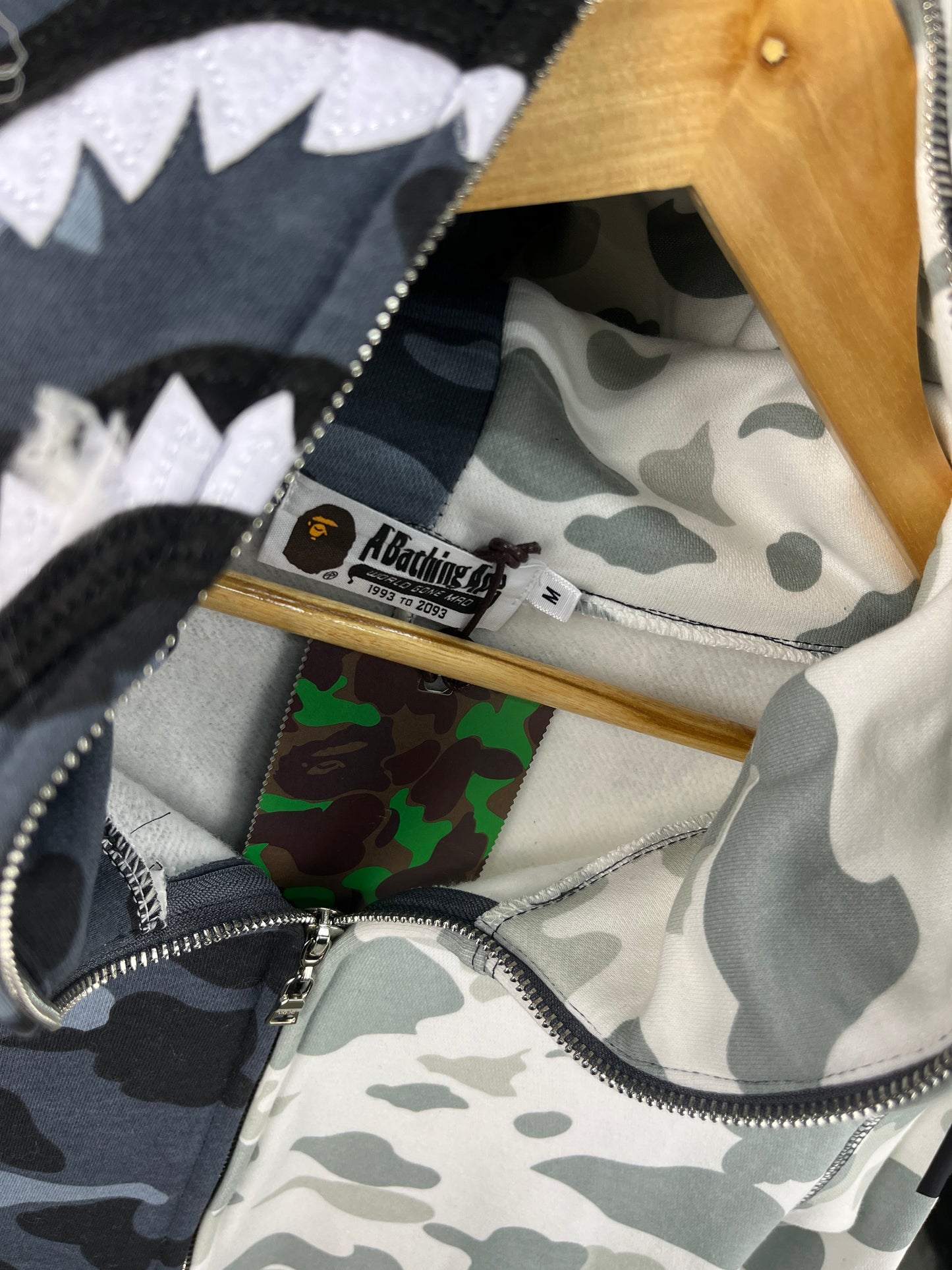 Bape White & Grey Full Zip-up Hoodie