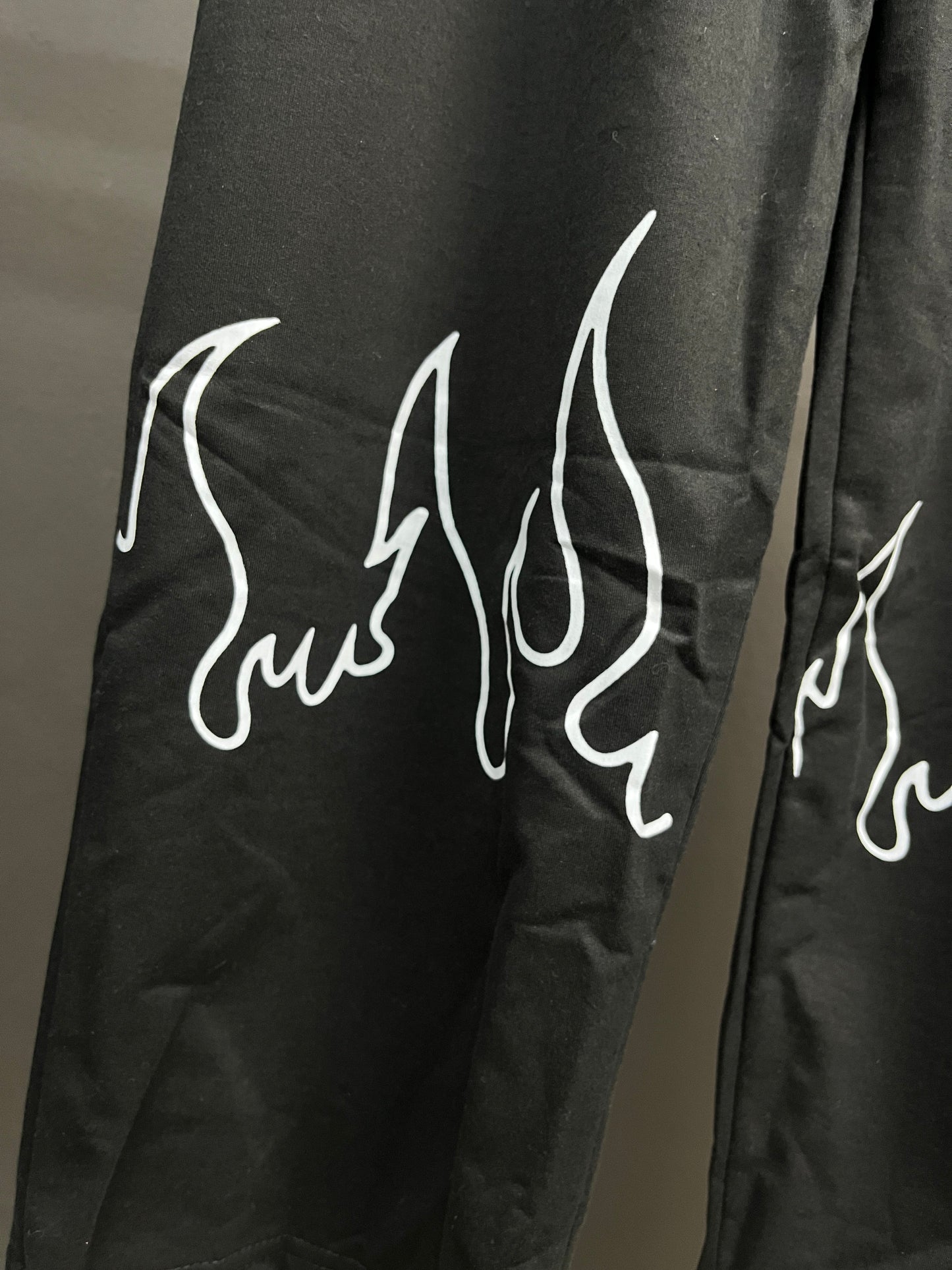 Flame Printed Black Straight Fit Cotton Baggy Pants