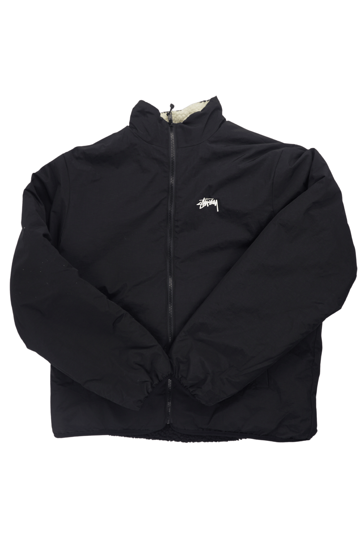 Stussy 8 Ball Sherpa Reversible Jacket White & Black