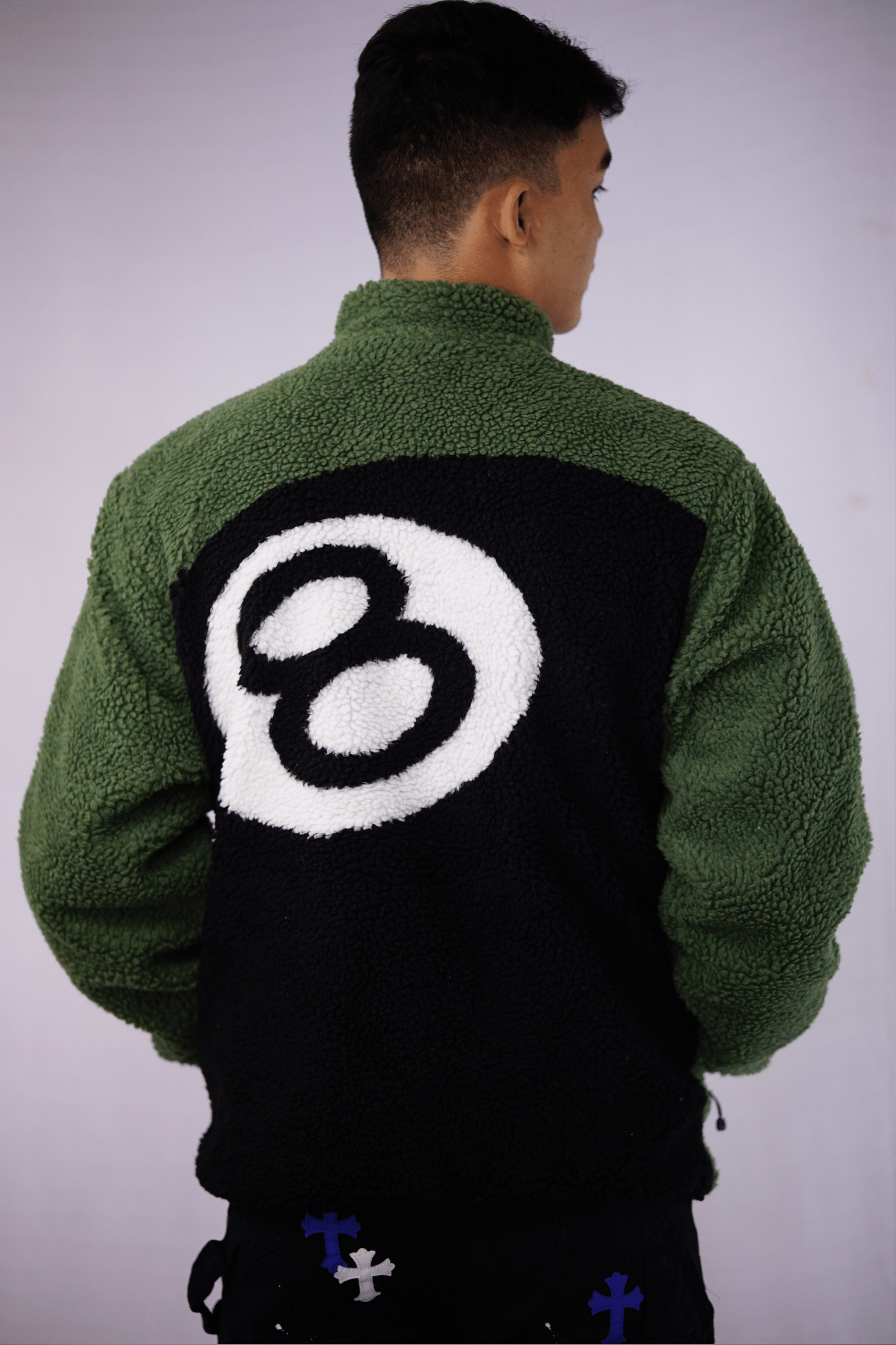 Stussy 8 Ball Sherpa Fleece Reversible Jacket Green & Black – Mizo Stussy 8 Ball Sherpa Fleece Reversible Jacket Green & Black – Mizo