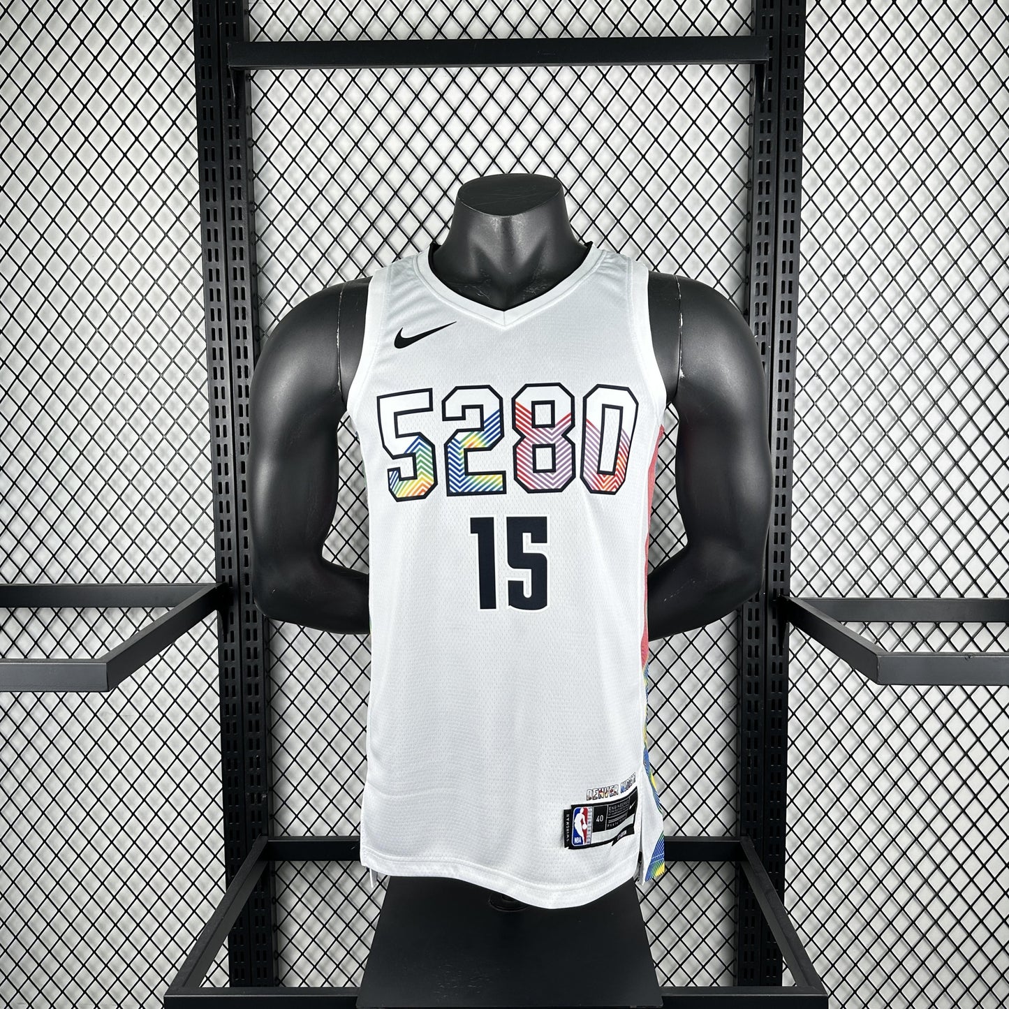 JOKIC 15 White Denver Nuggets Heat Pressed Edition NBA Jersey