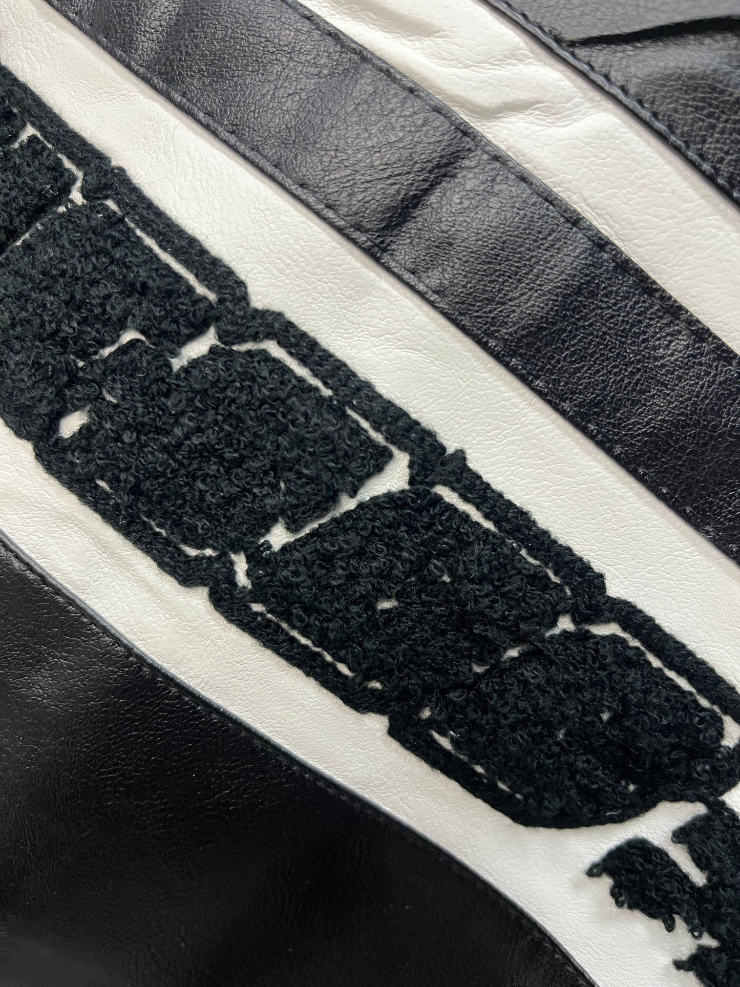 Retro Racing Leather Jacket Black/White