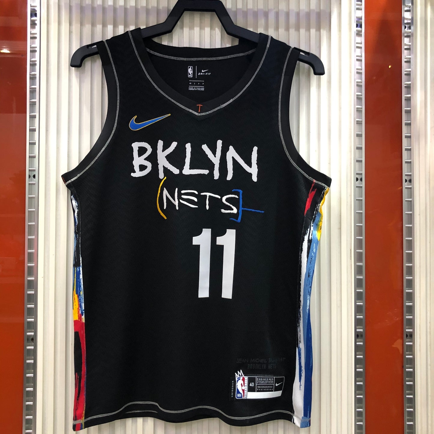 KYRIE IRVING 11 Black Brooklyn Nets Heat Pressed Edition NBA Jersey