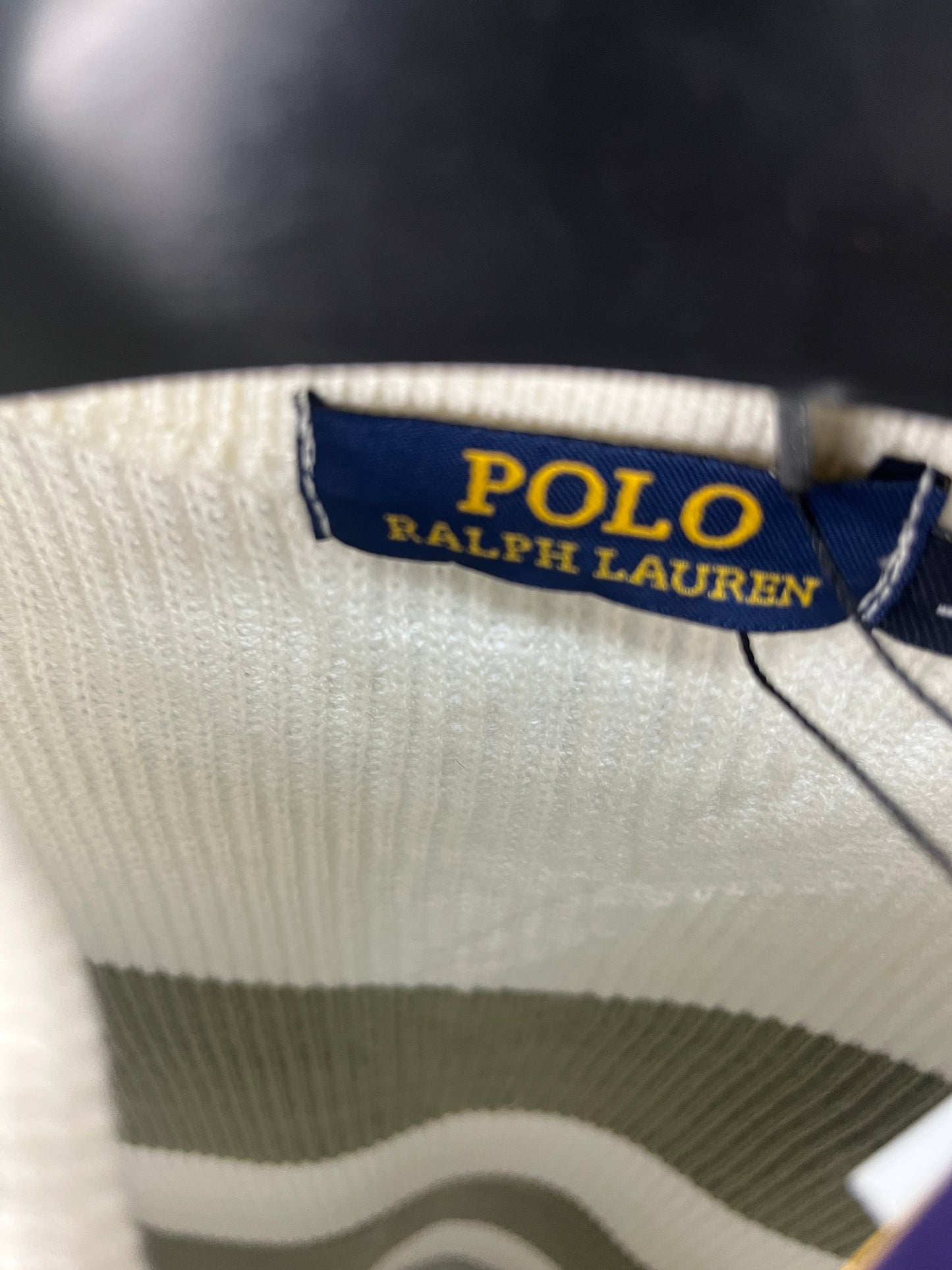 Ralph Lauren White & Green Half Buttoned Sweater