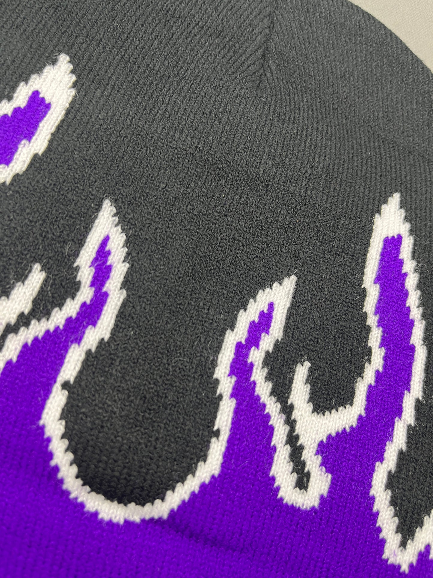 Flame Black & Purple Beanie