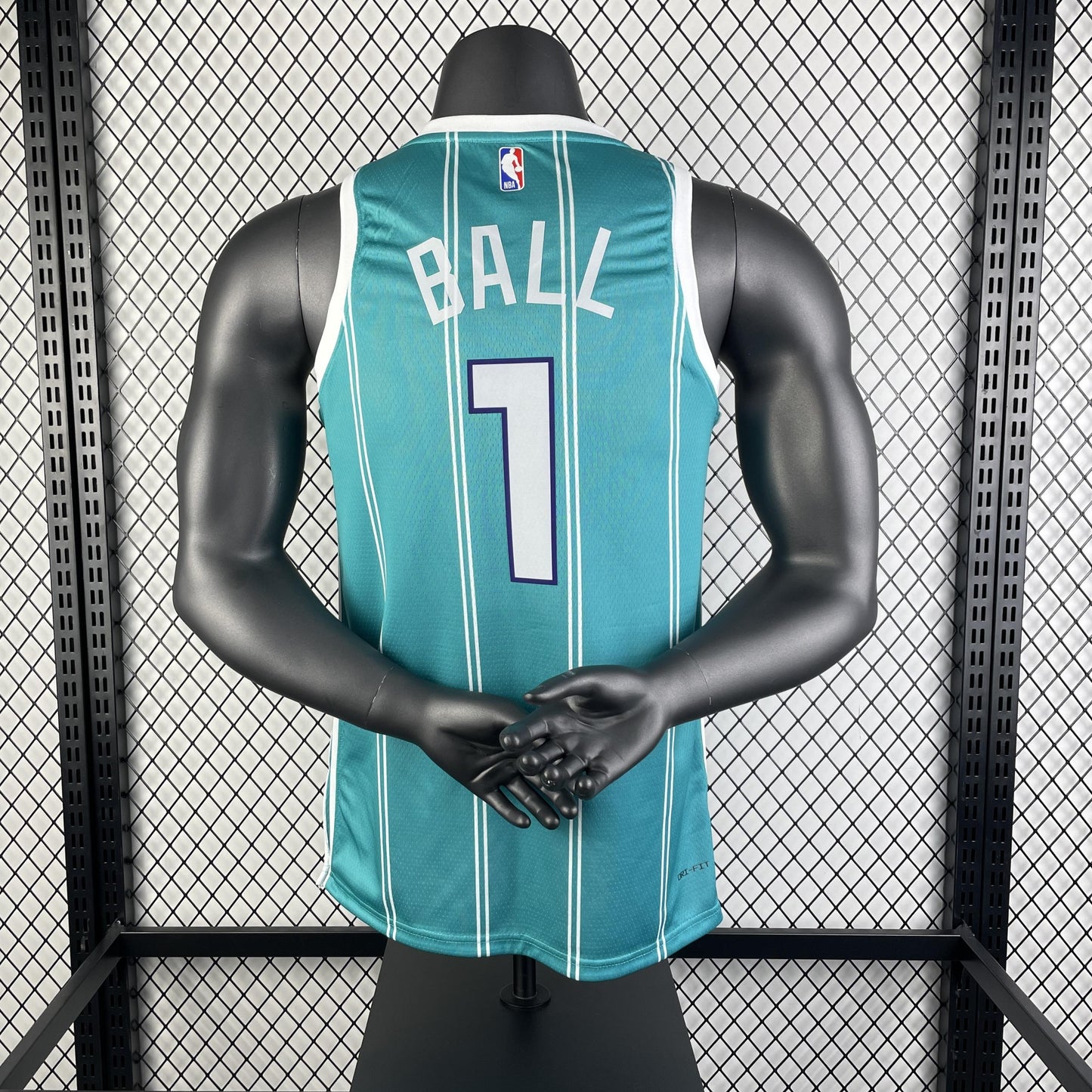 BALL 1 Blue Charlotte Hornets Heat Pressed Edition NBA Jersey