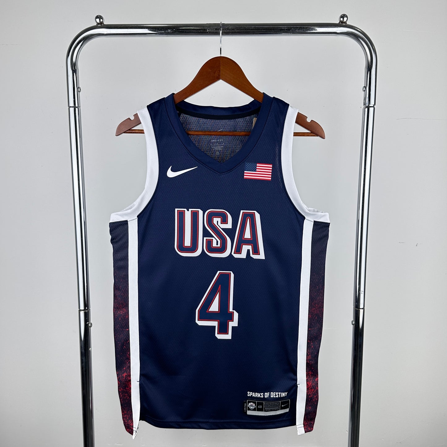 CURRY 4 Dark Blue USA Heat Pressed Edition Basketball Jersey