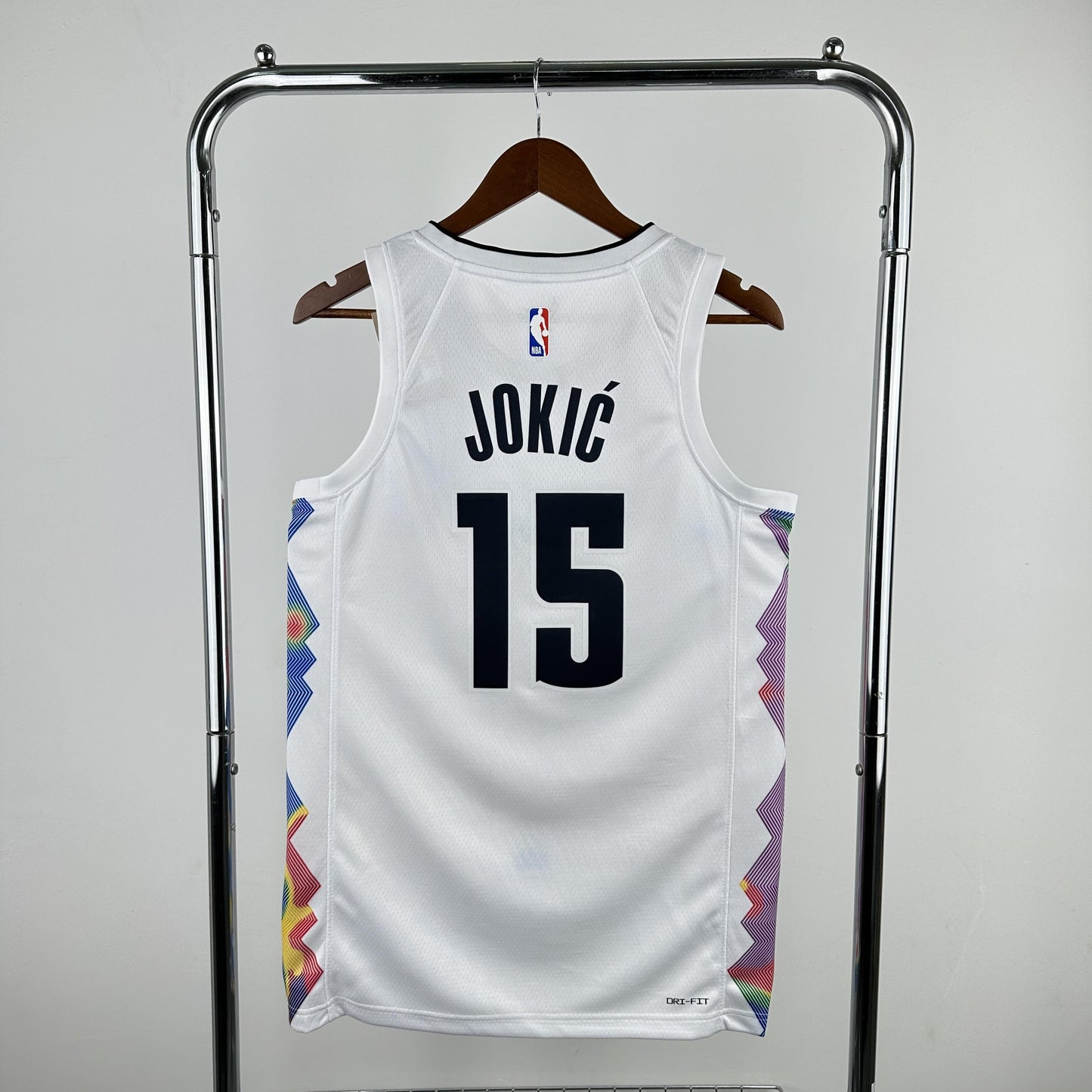 JOKIC 15 White Denver Nuggets Heat Pressed Edition NBA Jersey
