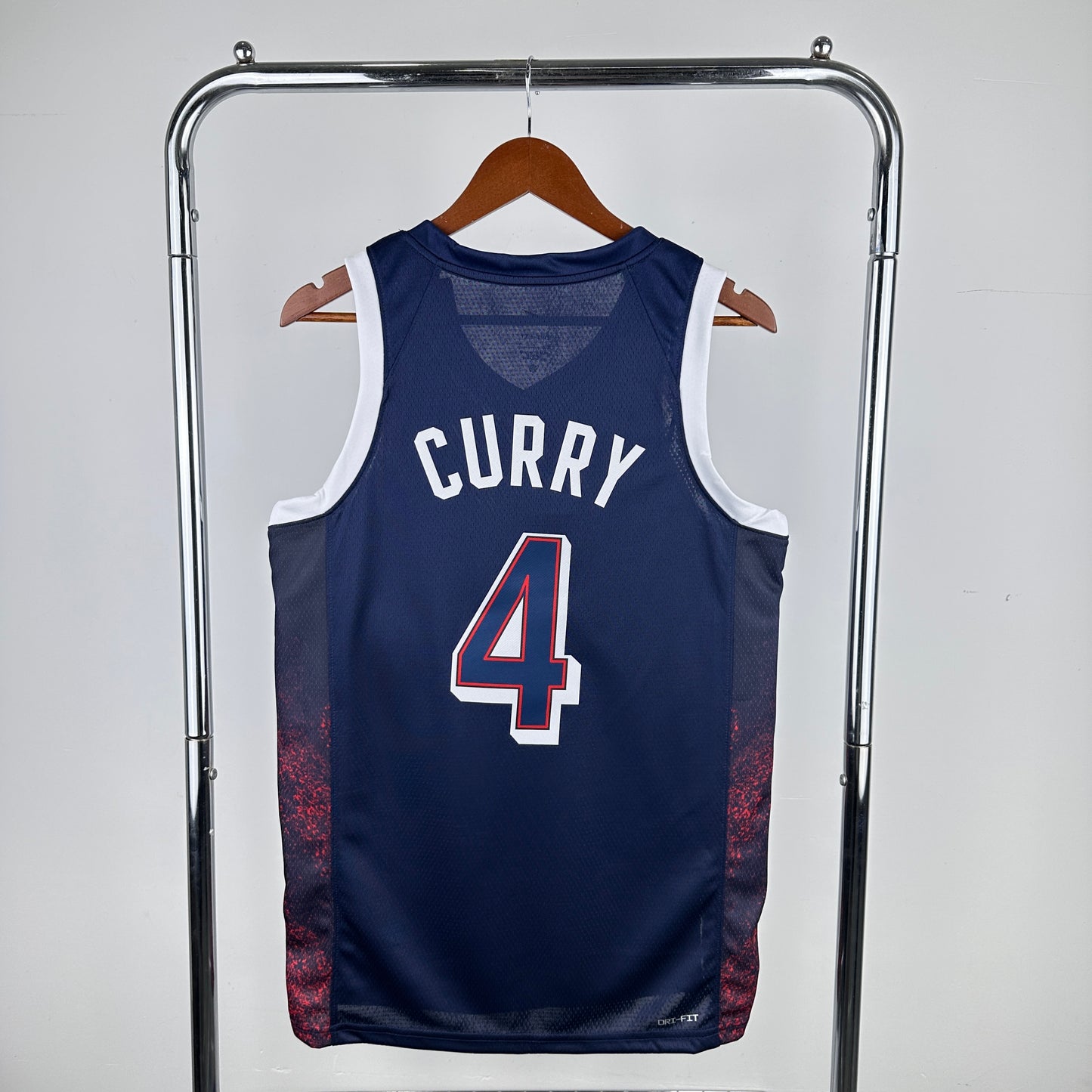 CURRY 4 Dark Blue USA Heat Pressed Edition Basketball Jersey