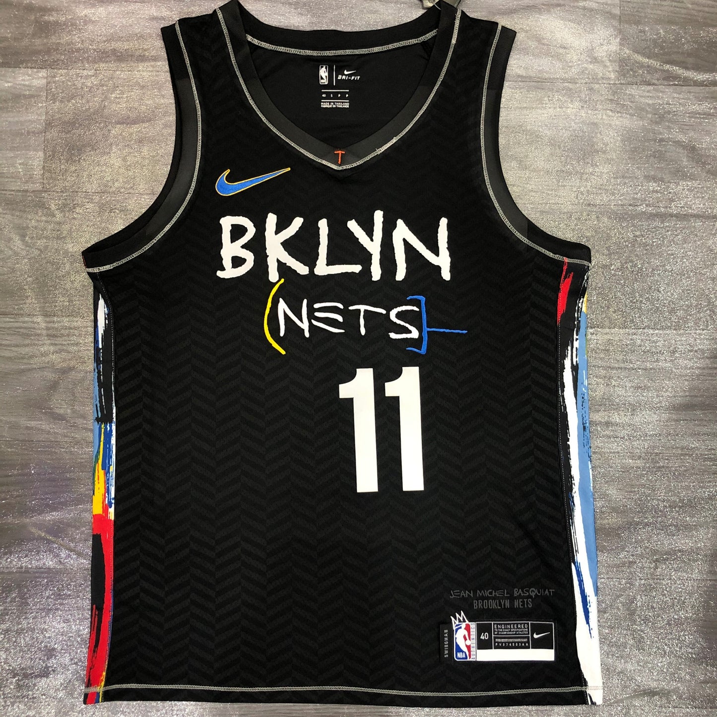 KYRIE IRVING 11 Black Brooklyn Nets Heat Pressed Edition NBA Jersey