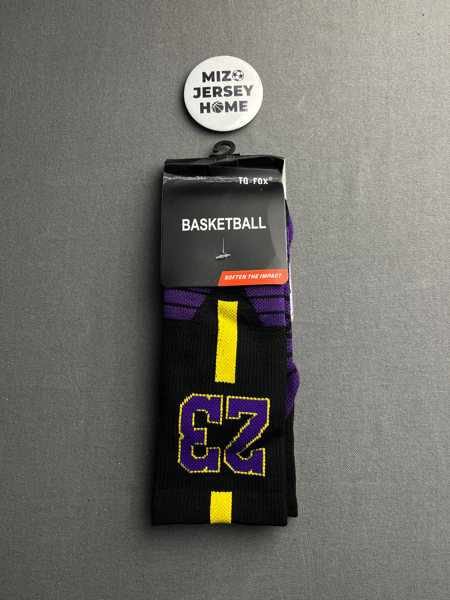 LEBRON JAMES 23 Black & Purple Crew Socks