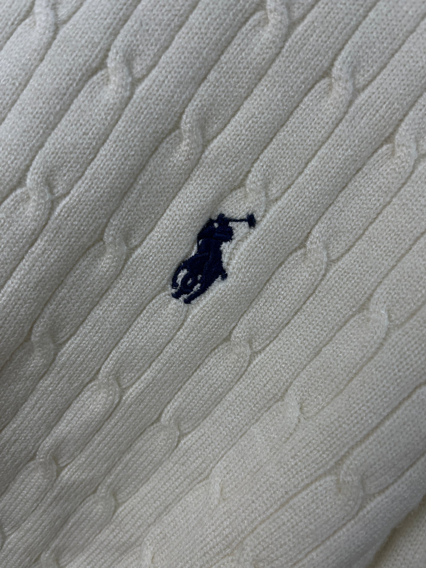 Ralph Lauren Quarter Zip Half Neck Soft Sweater Off White