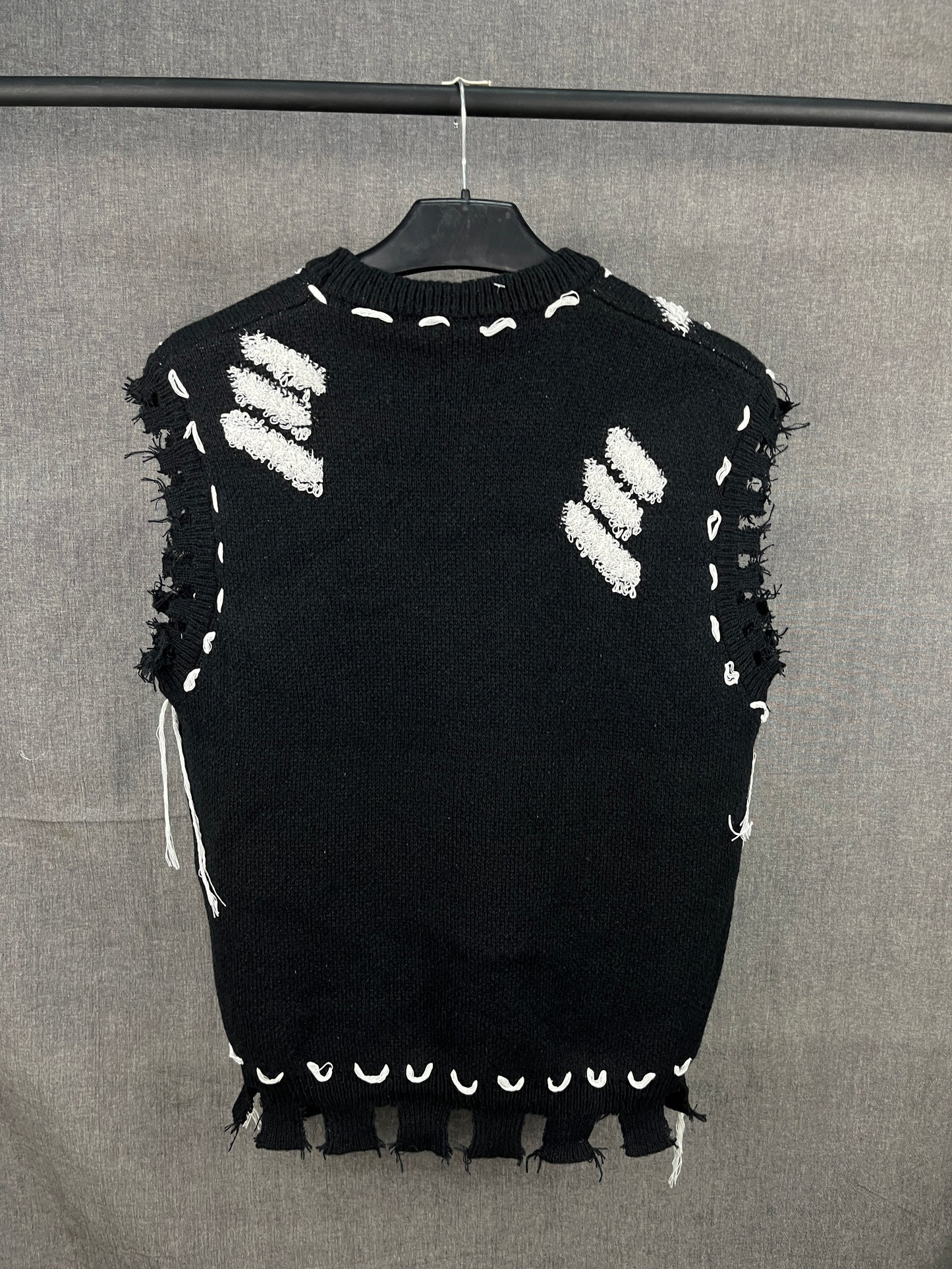 Black Distressed Knit Vest