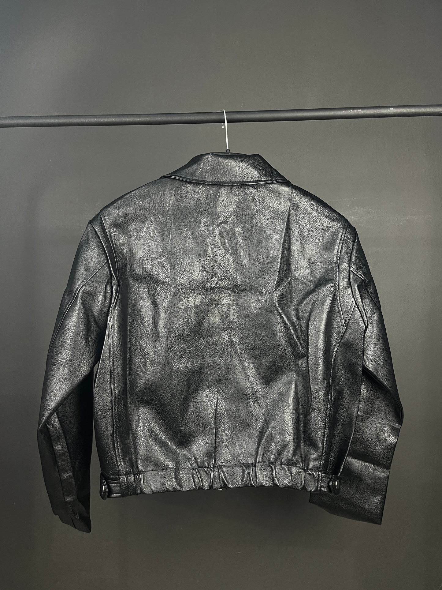 Women Black Leather Zip-up Jacket