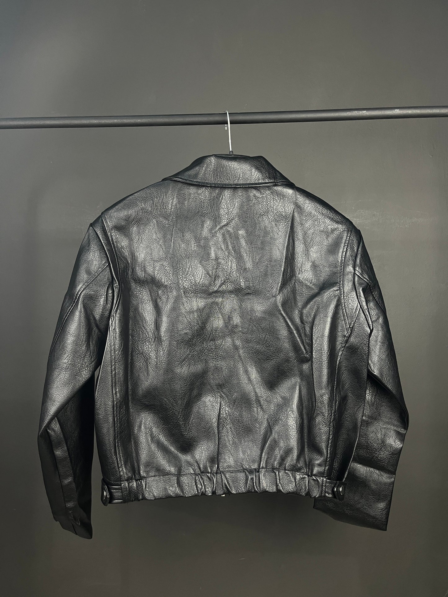 Women Black Leather Zip-up Jacket