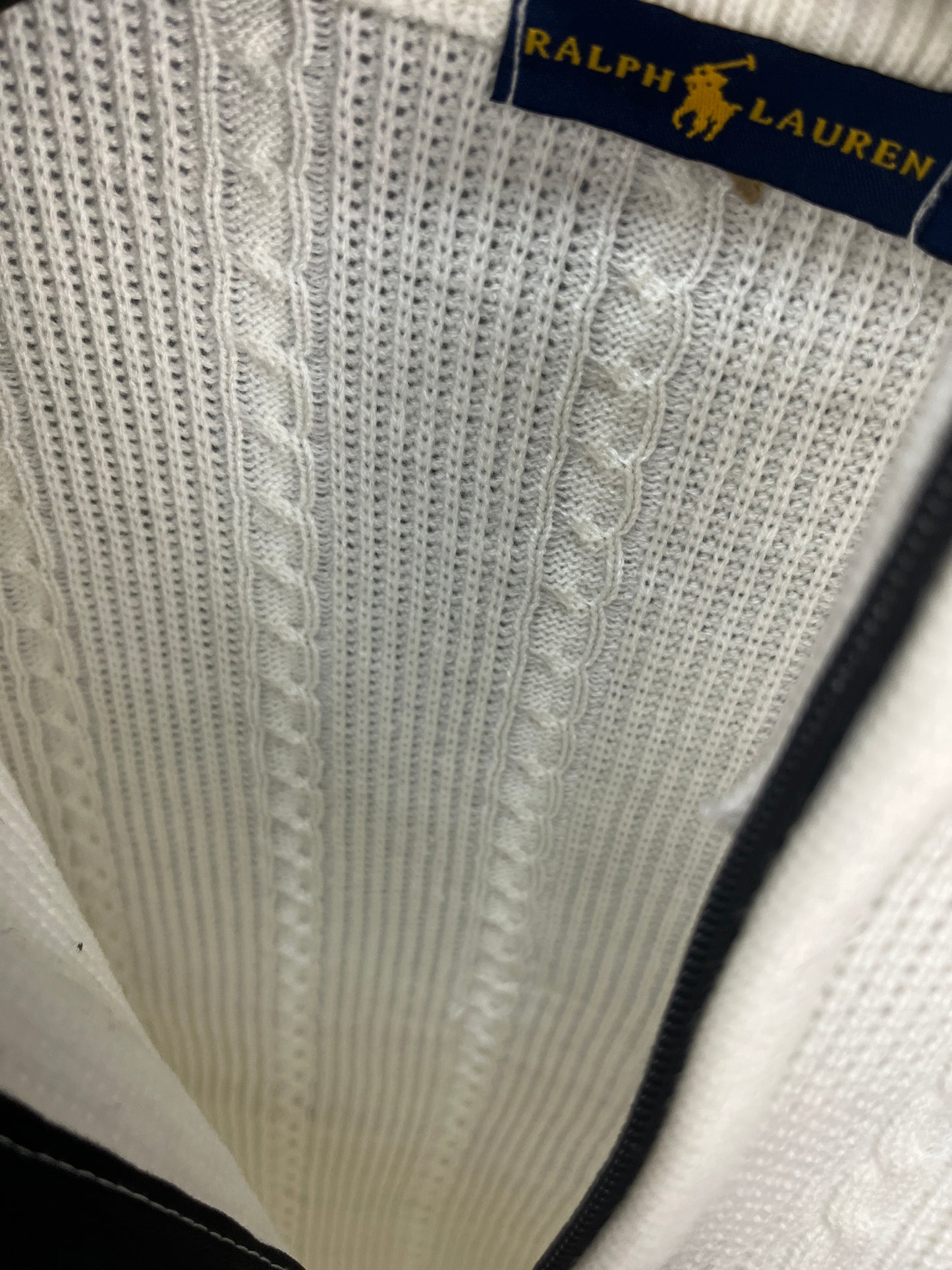 Ralph Lauren White Patterned Half Zip-up Sweater