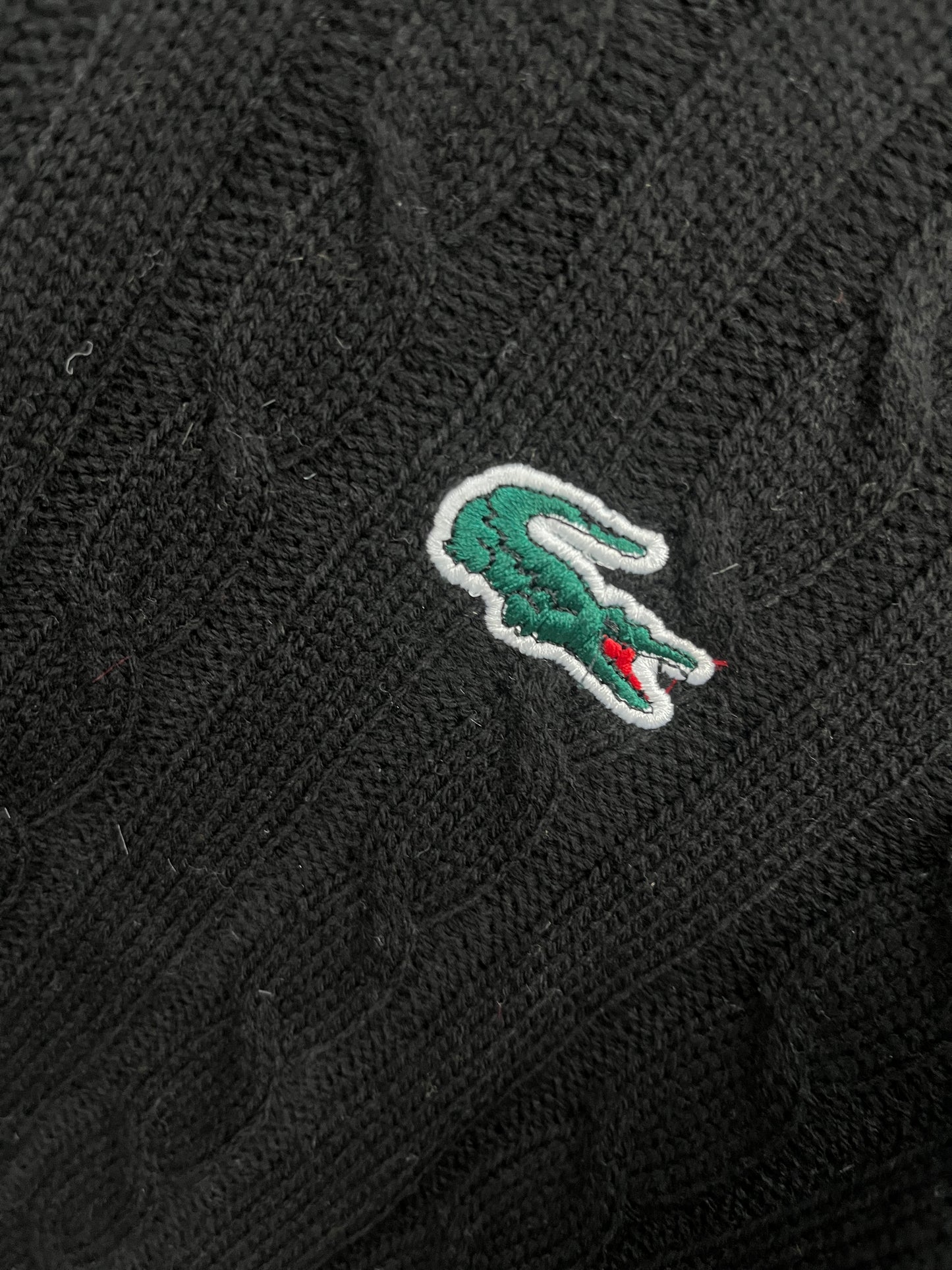 Lacoste V-Neck Patterned Black Sweater