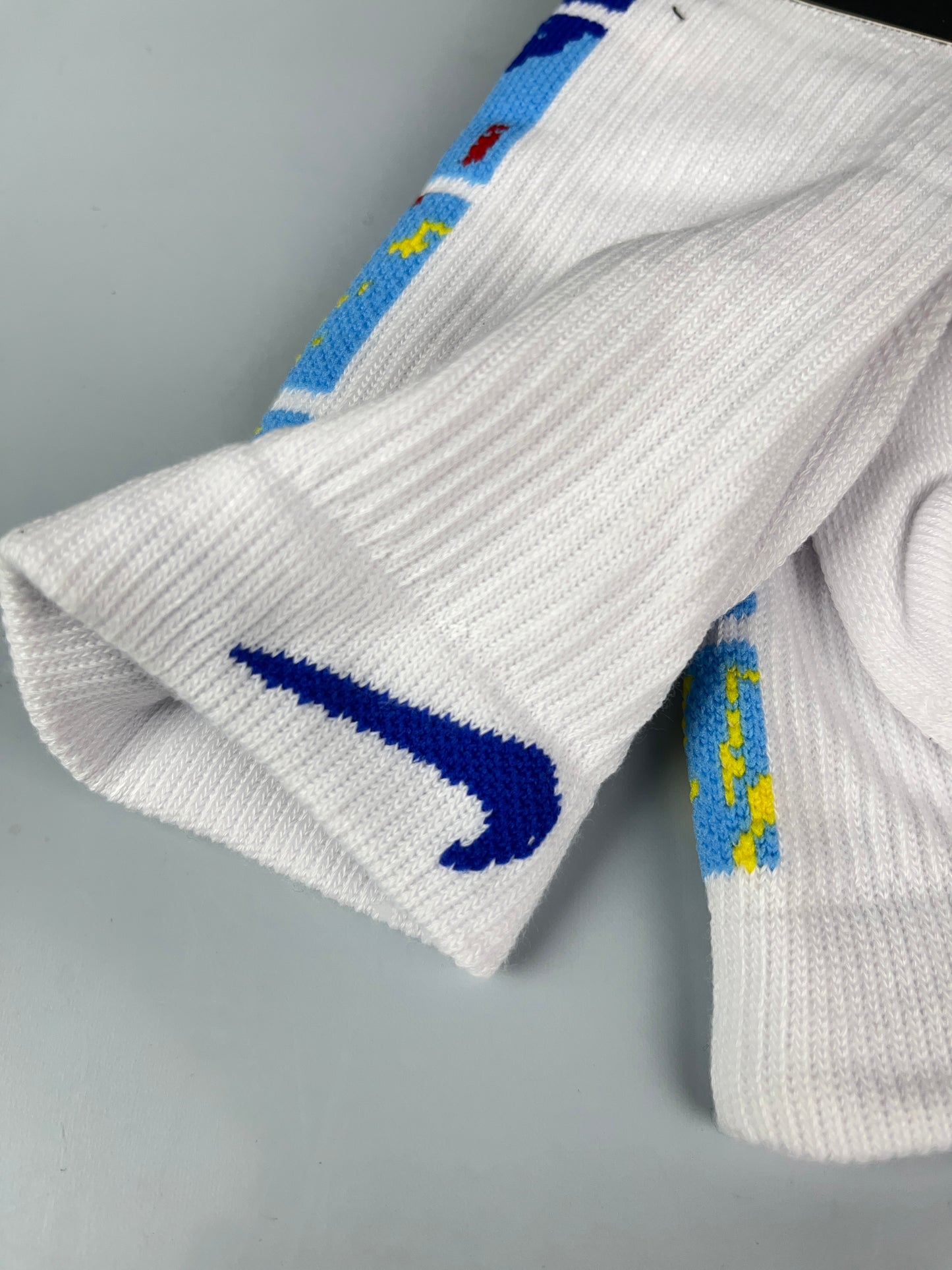 NIKE NBA White & Blue Crew Basketball Socks