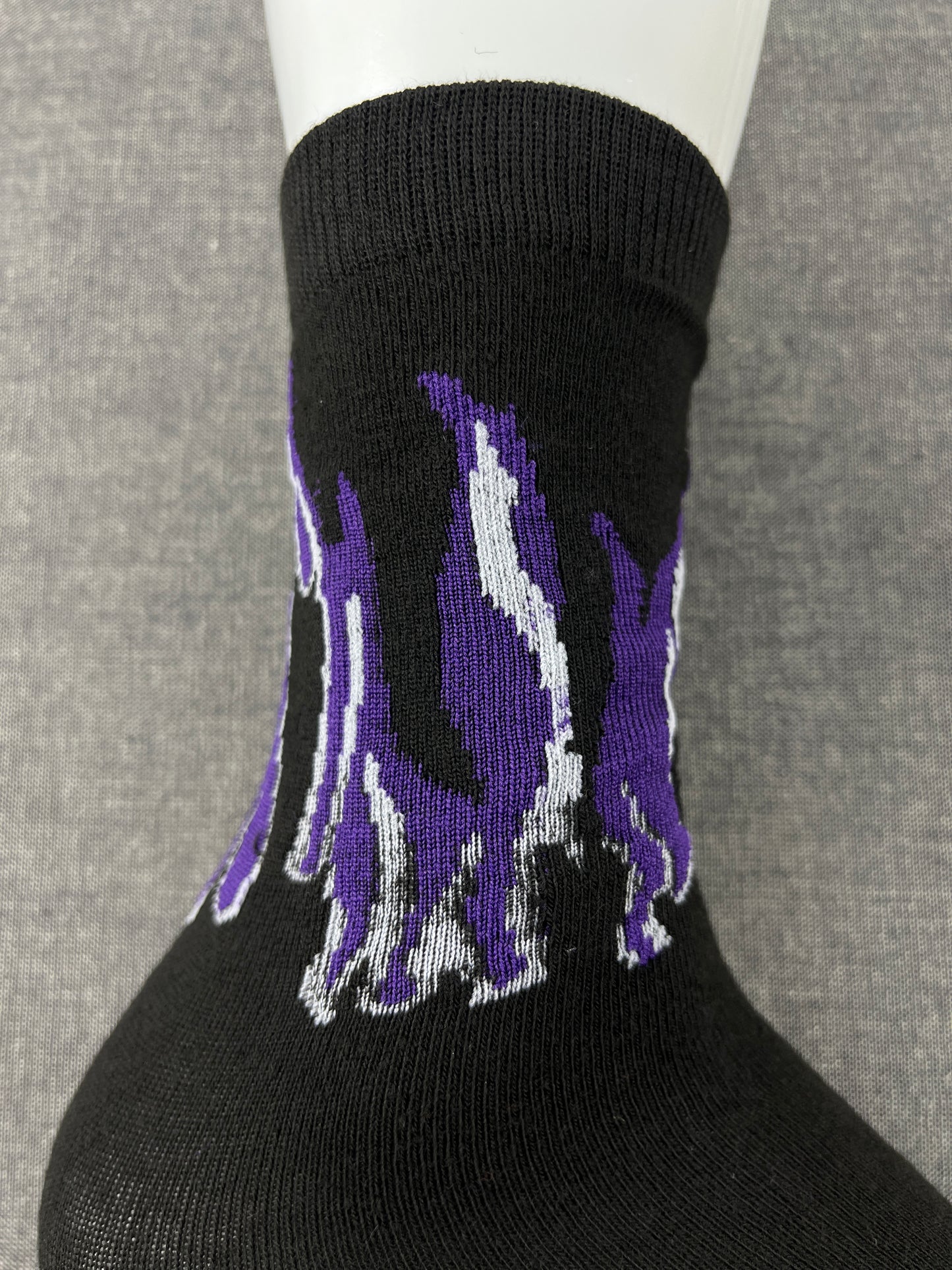 FIRE FLAMES Black Purple Crew Socks