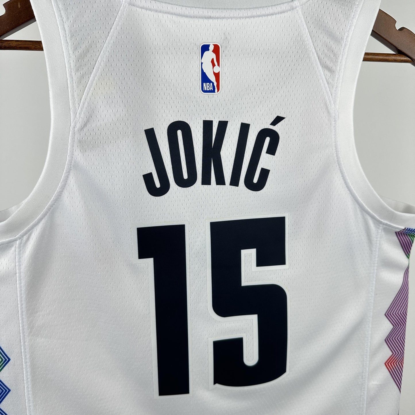 JOKIC 15 White Denver Nuggets Heat Pressed Edition NBA Jersey