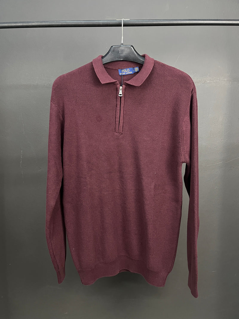 Ralph Lauren Burgundy Half Zip-up Sweater