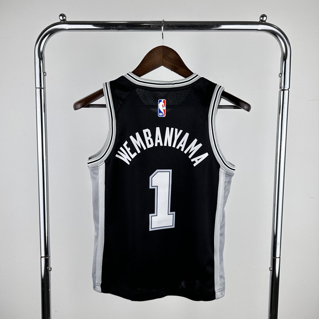 Wembanyama 1 Black Spurs Heat Pressed Edition