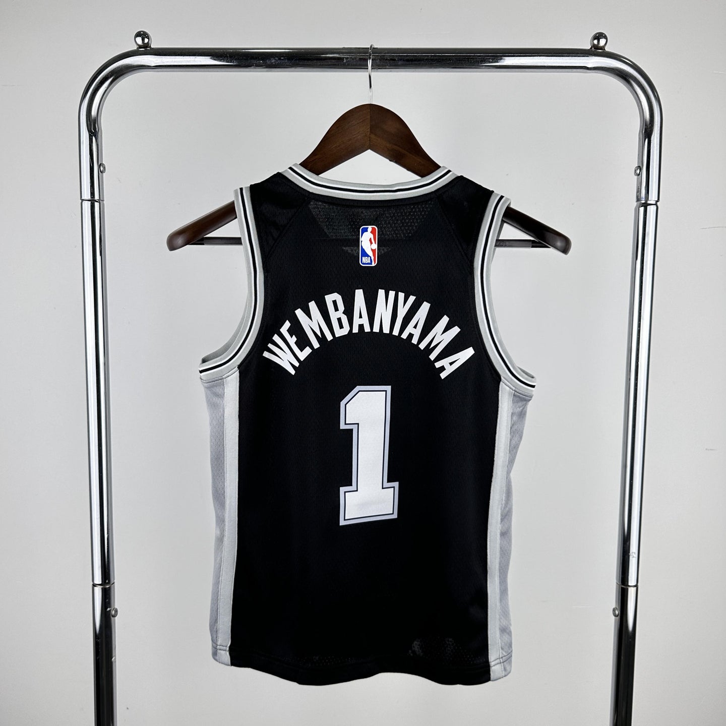 Wembanyama 1 Black Spurs Heat Pressed Edition