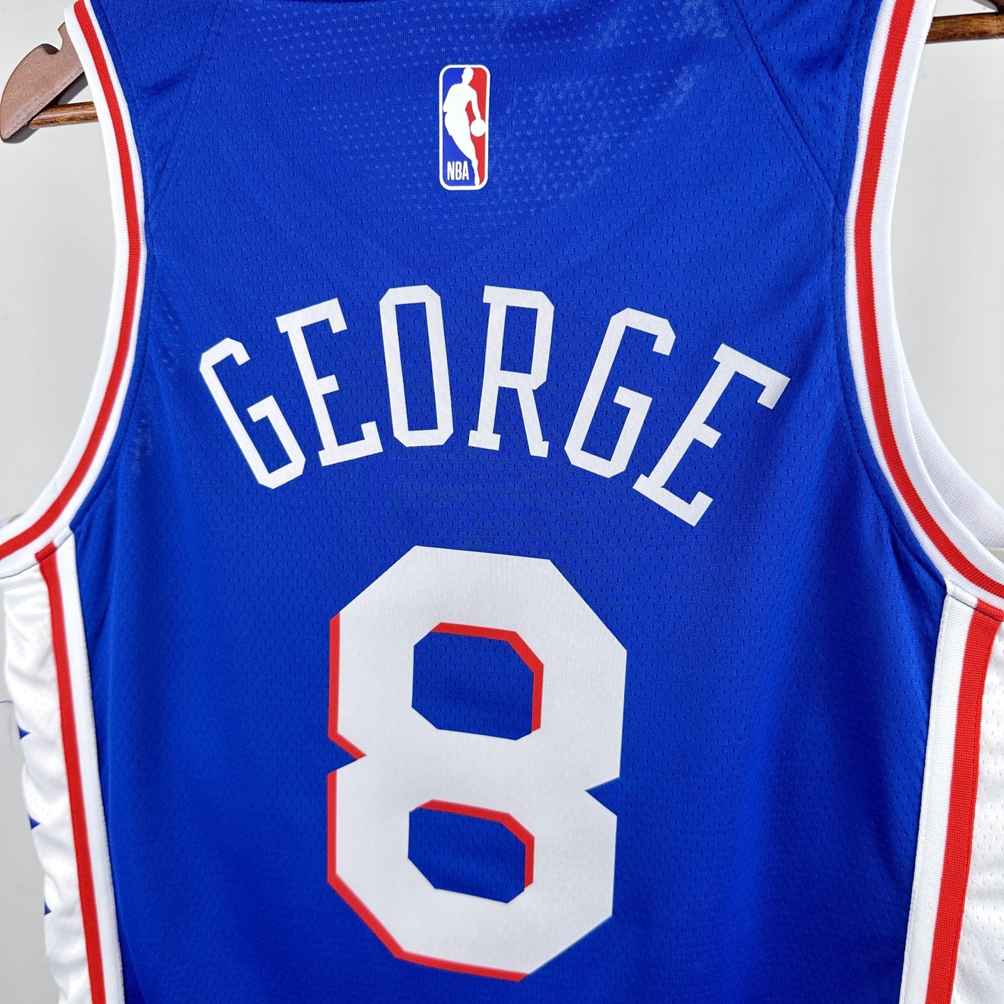 GEORGE 8 Blue Philadelphia 76ers Heat Pressed Edition NBA Jersey