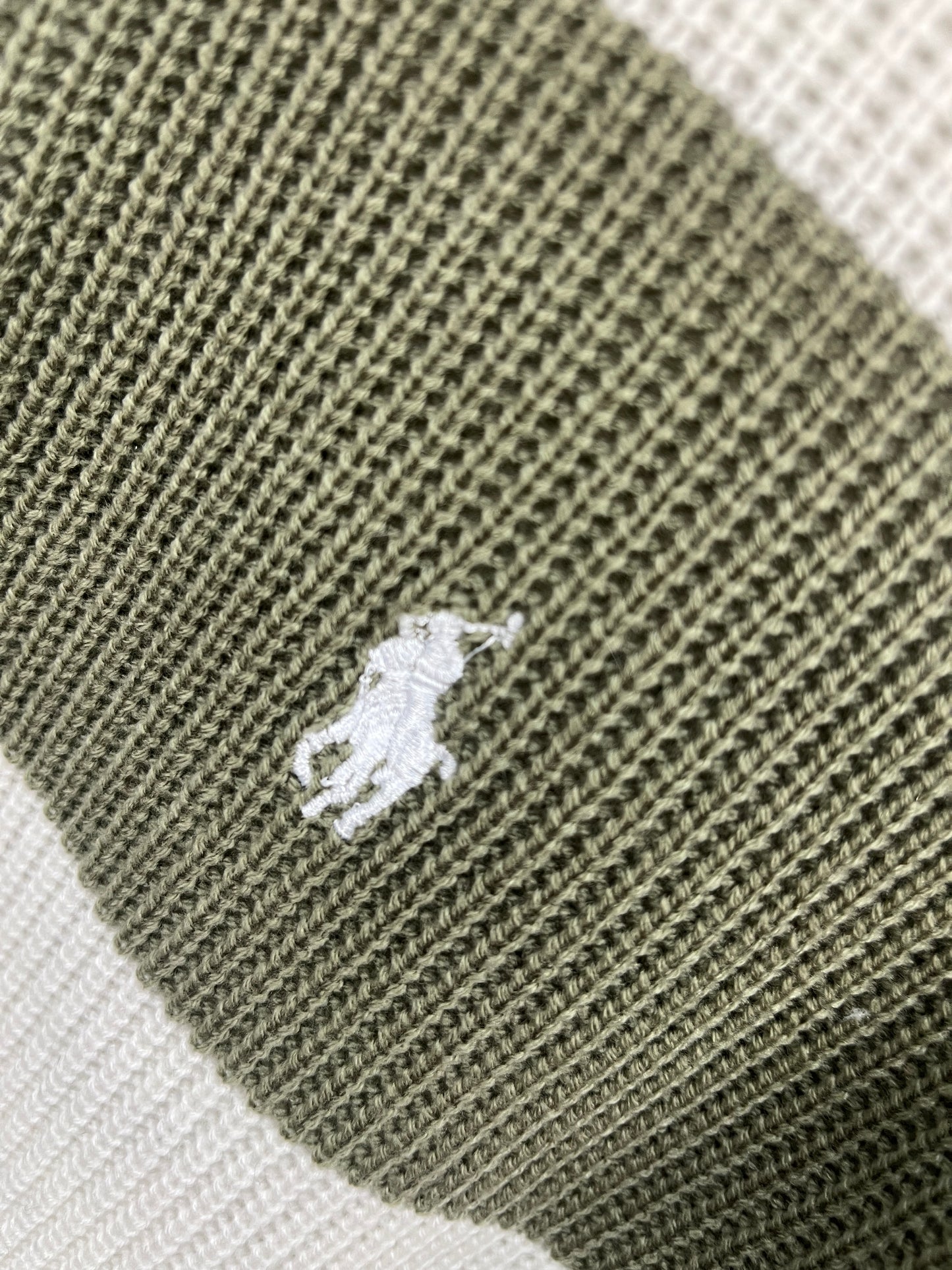 Ralph Lauren White & Green Half Buttoned Sweater