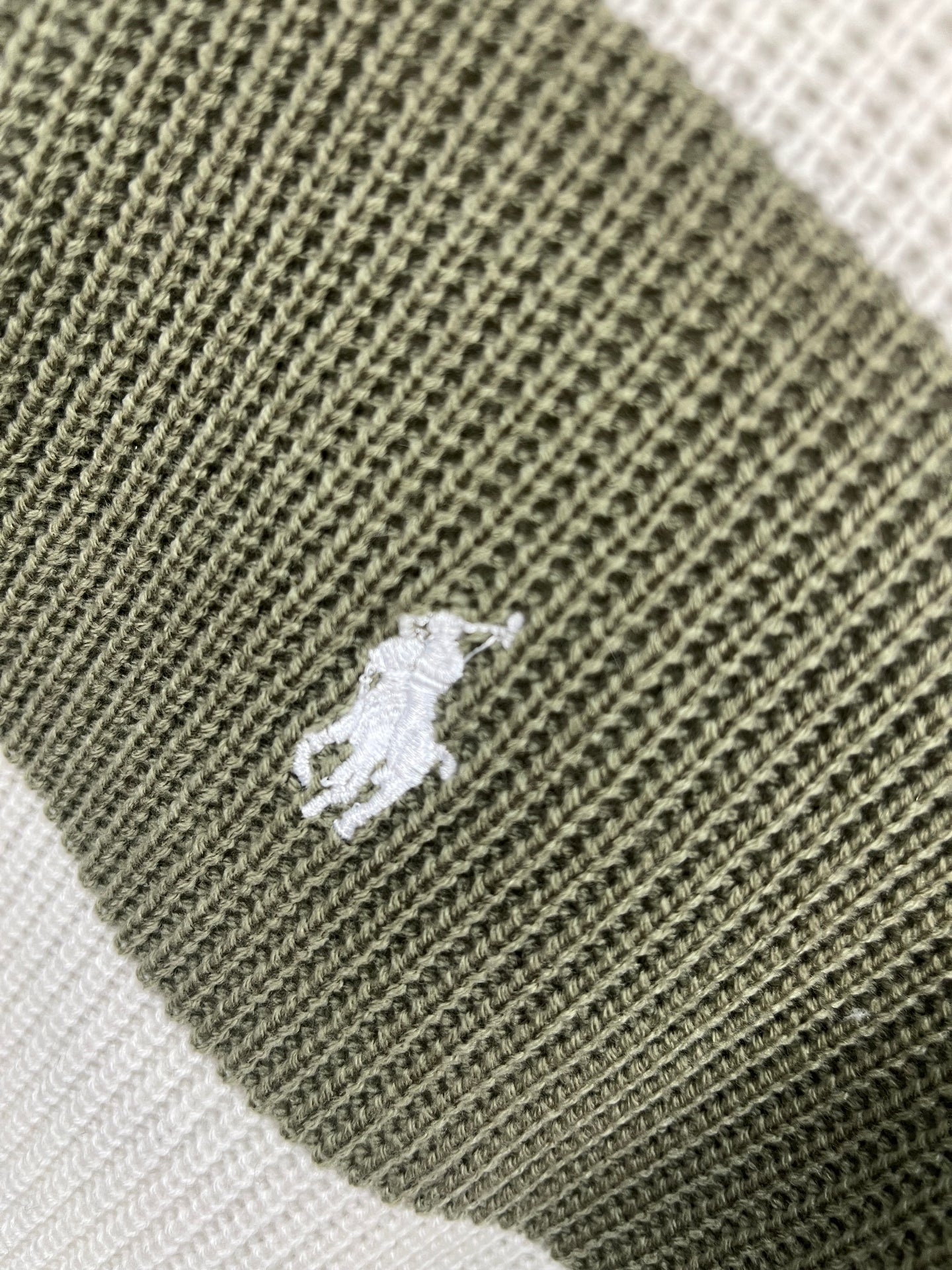 Ralph Lauren White & Green Half Buttoned Sweater