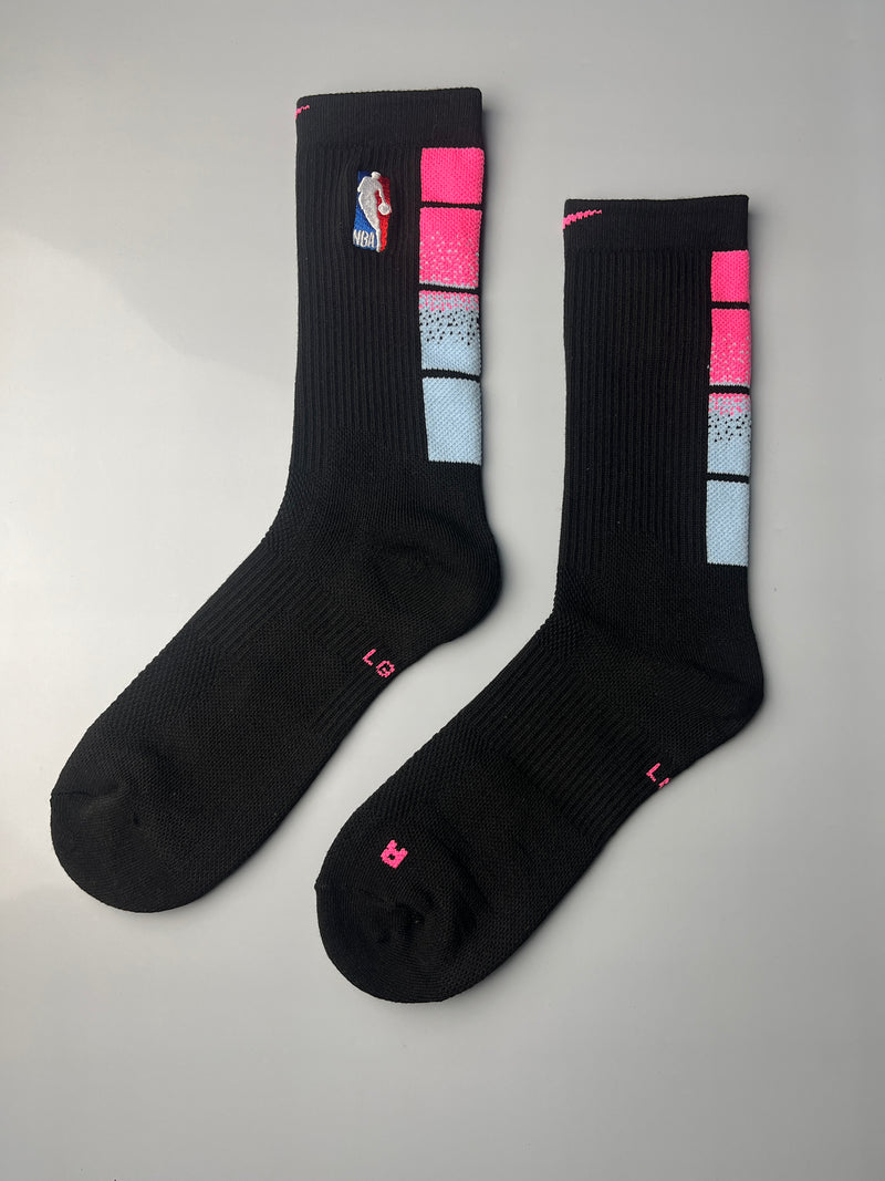 NBA Black & Pink Green Crew Socks