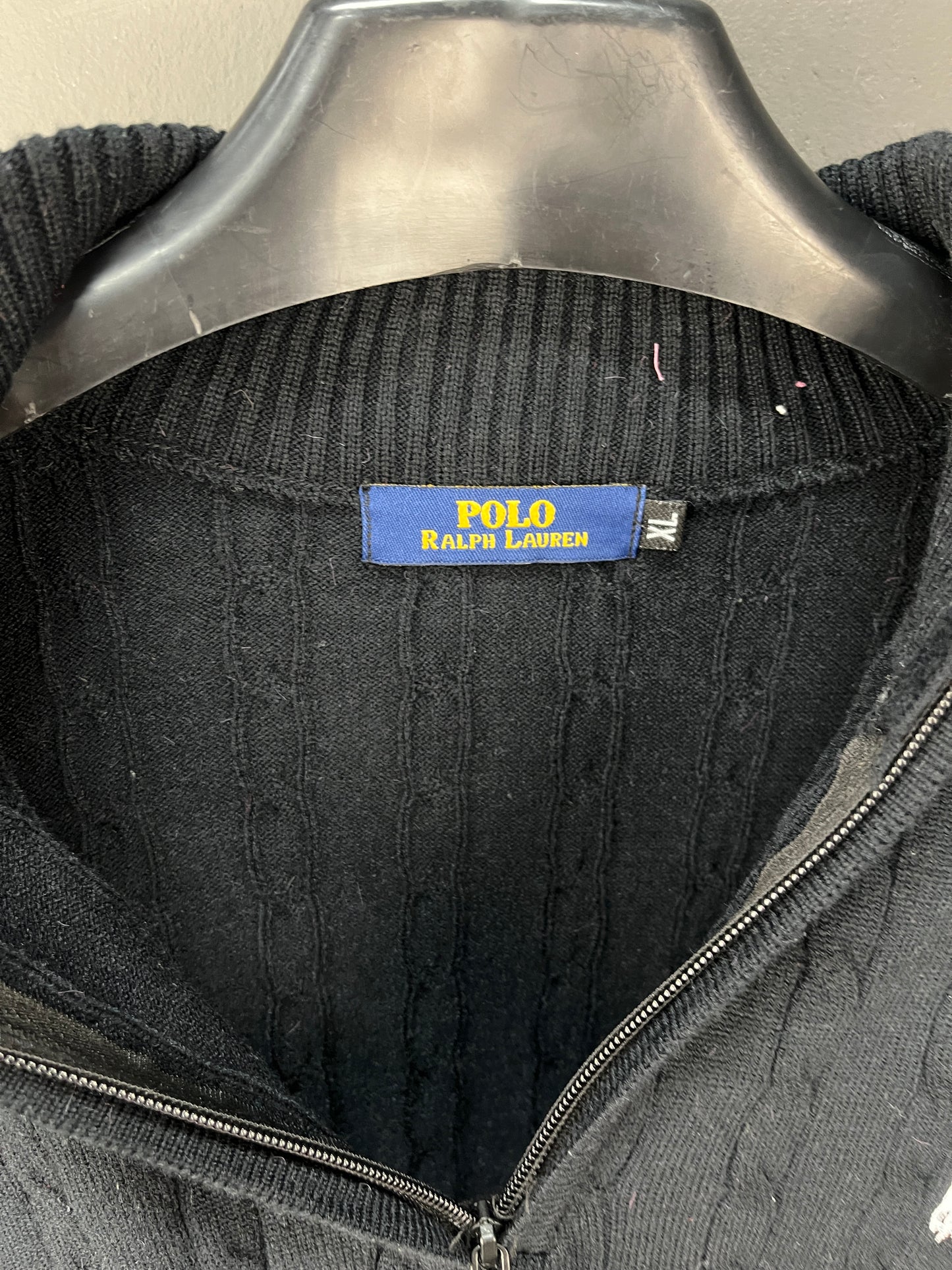 Ralph Lauren Quarter Zip Half Neck Soft Sweater Black