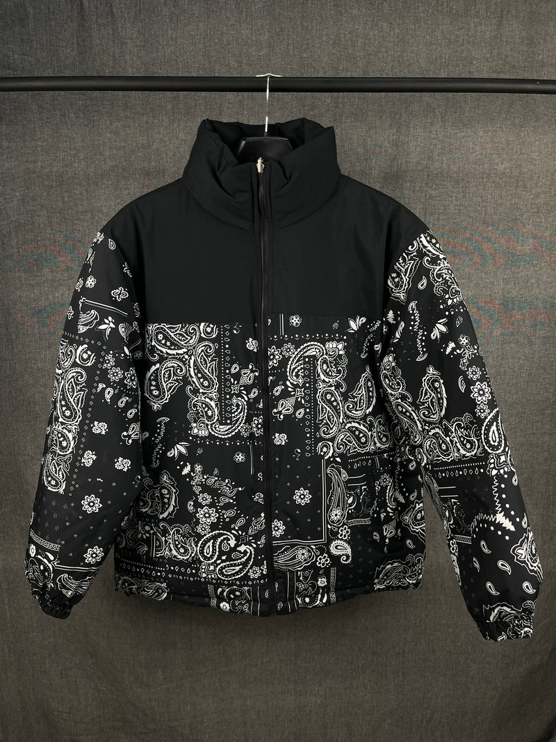 Paisley Reversible Black Puffer Jacket
