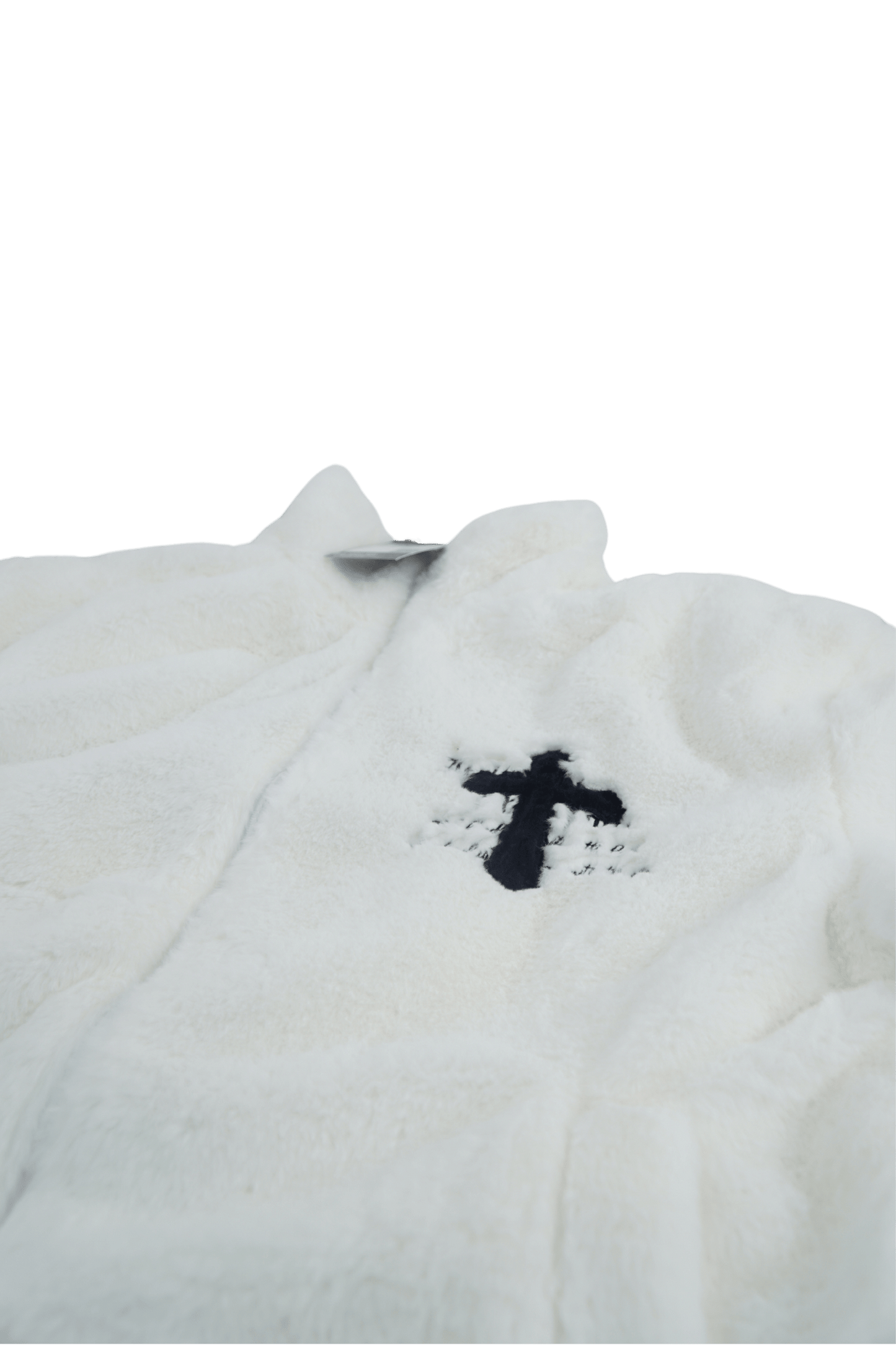 Cross Sign Fleece White Fur Jacket