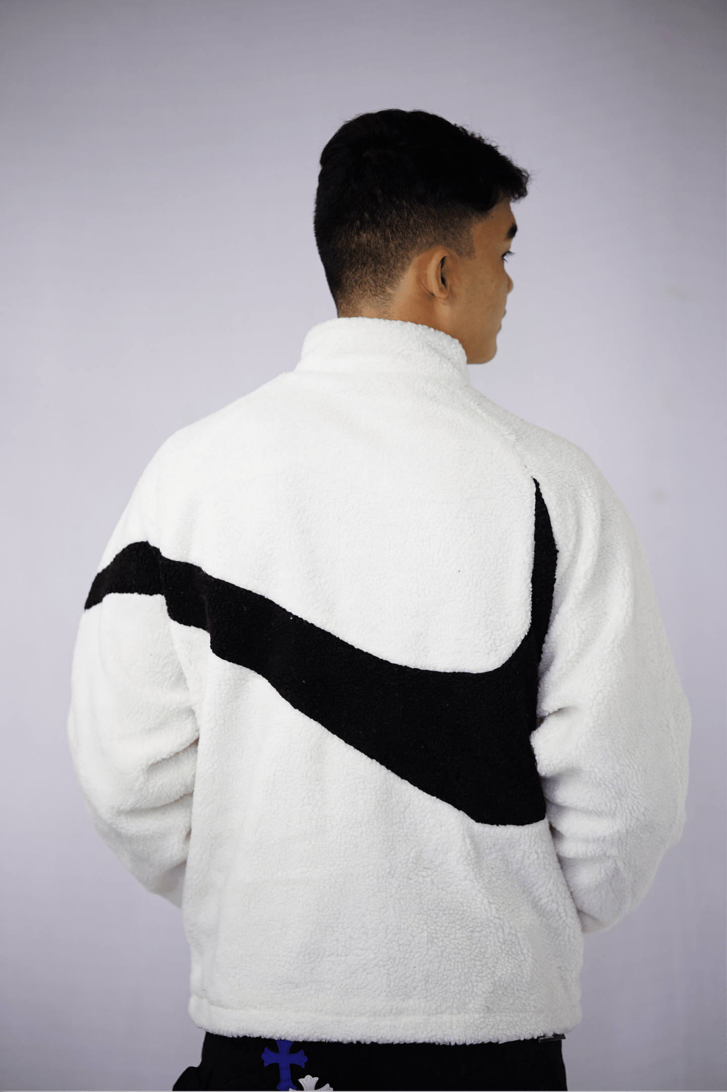 Nike Logo Fleece White Fur Jacket