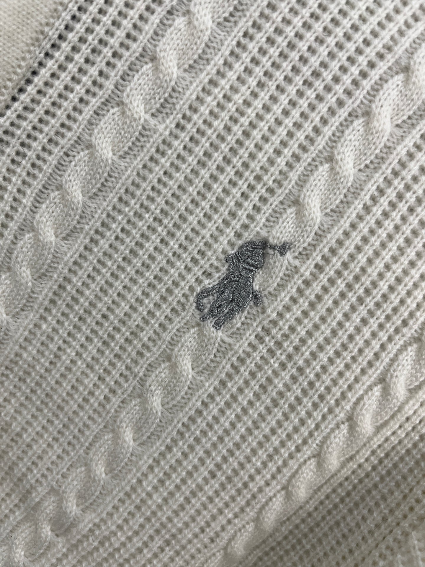 Ralph Lauren White Patterned Half Zip-up Sweater