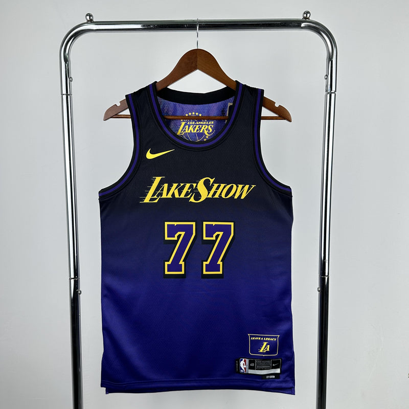 DONCIC 77 Blue LakeShow Heat Pressed Edition NBA Jersey