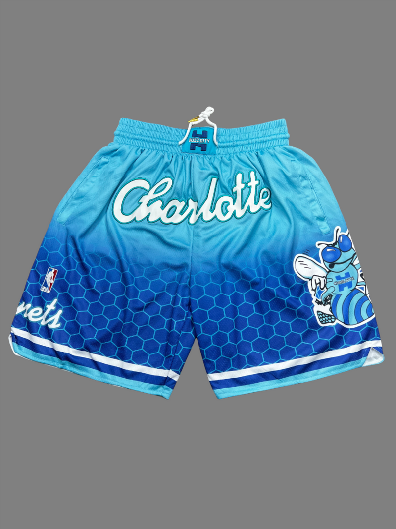 Charlotte Hornets Blue Shorts Full Embroidery