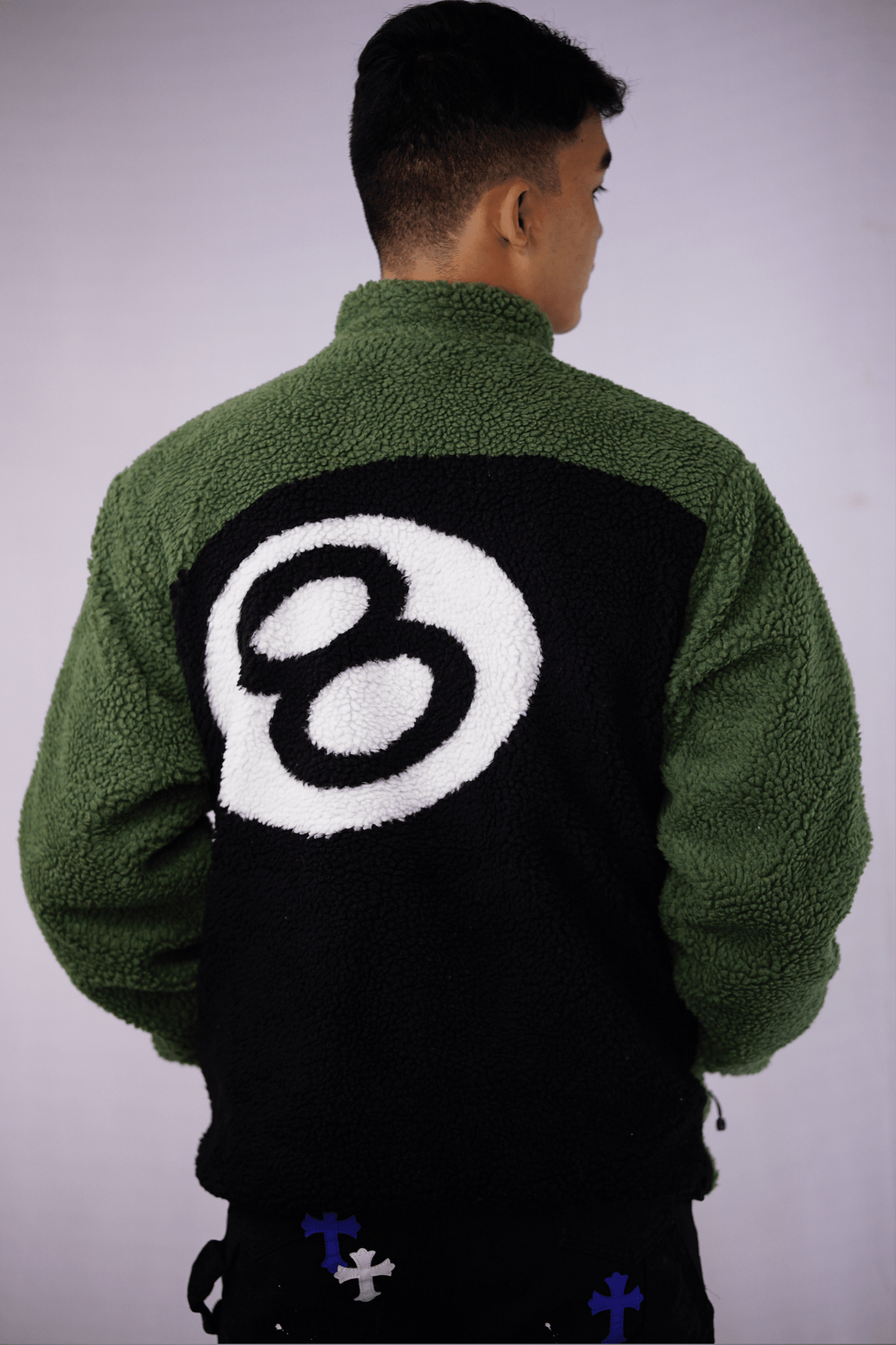 Stussy 8 Ball Sherpa Reversible Jacket Green & Black