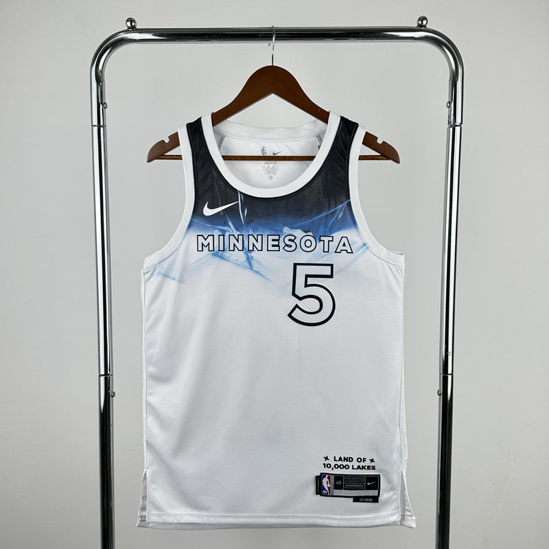 EDWARDS 5 White Minnesota Timberwolves  Heat Pressed Edition NBA Jersey