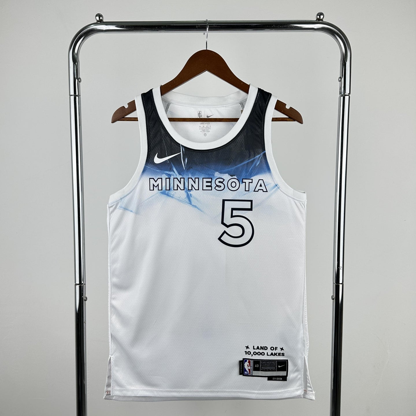 EDWARDS 5 White Minnesota Timberwolves  Heat Pressed Edition NBA Jersey