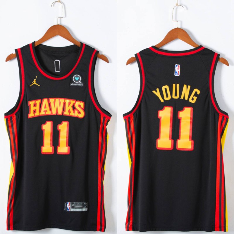 YOUNG 11 Black Hawks Atlanta Hawks NBA Jersey