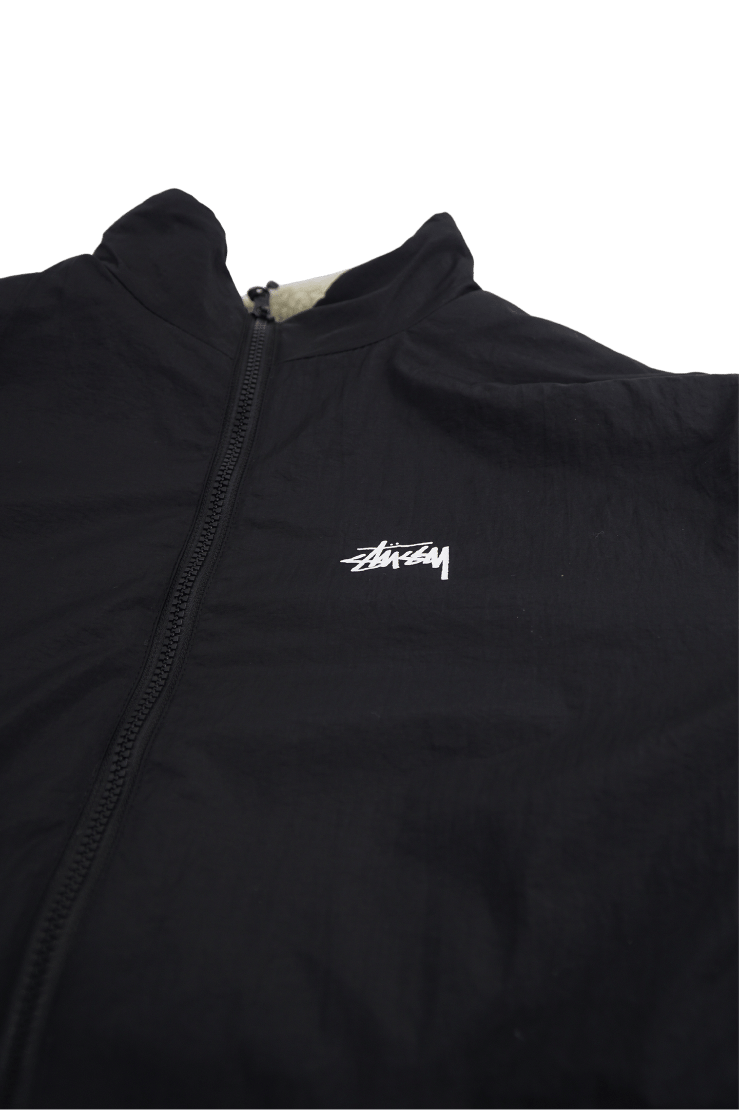 Stussy 8 Ball Sherpa Reversible Jacket White & Black