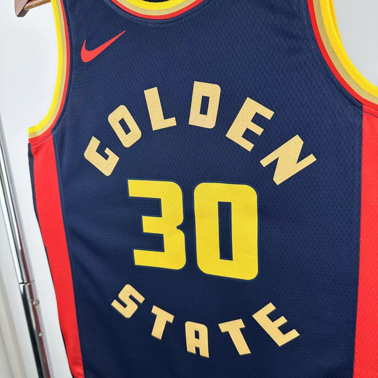 CURRY 30 Dark Blue Golden State Warriors Heat Pressed Edition NBA Jersey