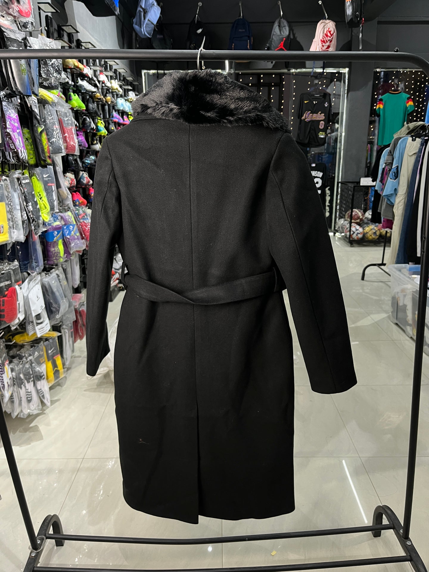 Zara Black Fur Woolen Coat