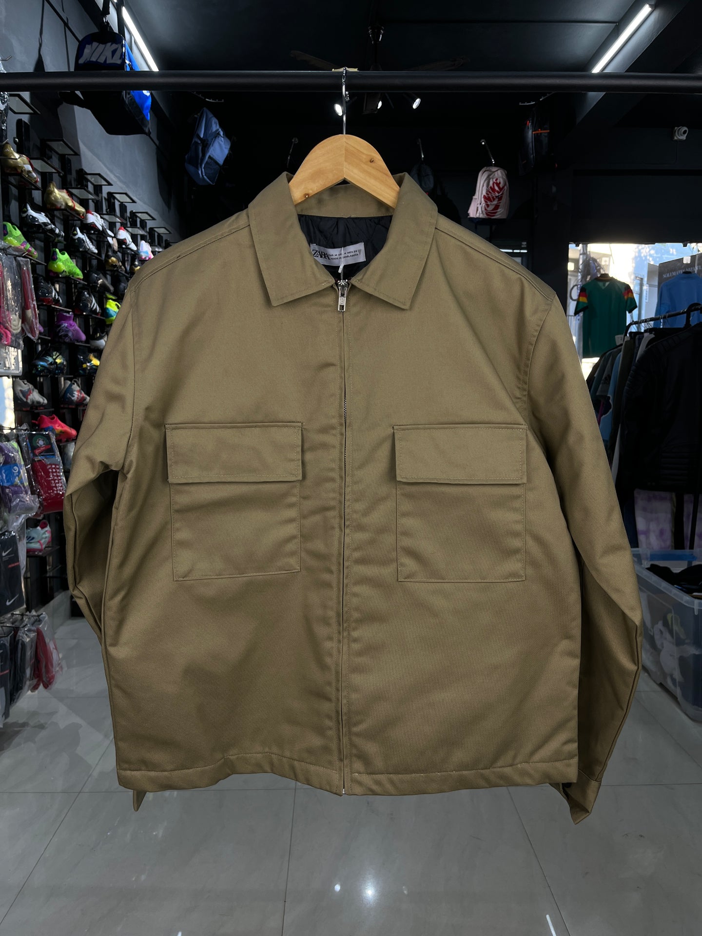 Zara Khaki Zip-up Jacket