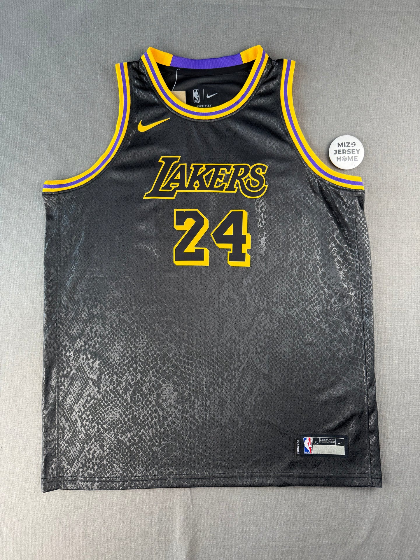 BRYANT 24 Lakers Black Heat Pressed Edition NBA Kids Jersey