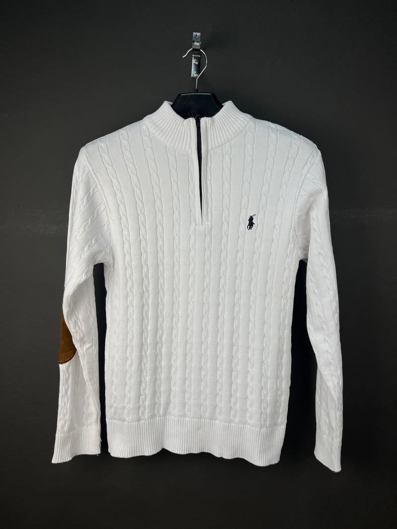 Ralph Lauren Quarter Zip Half Neck Soft Sweater White