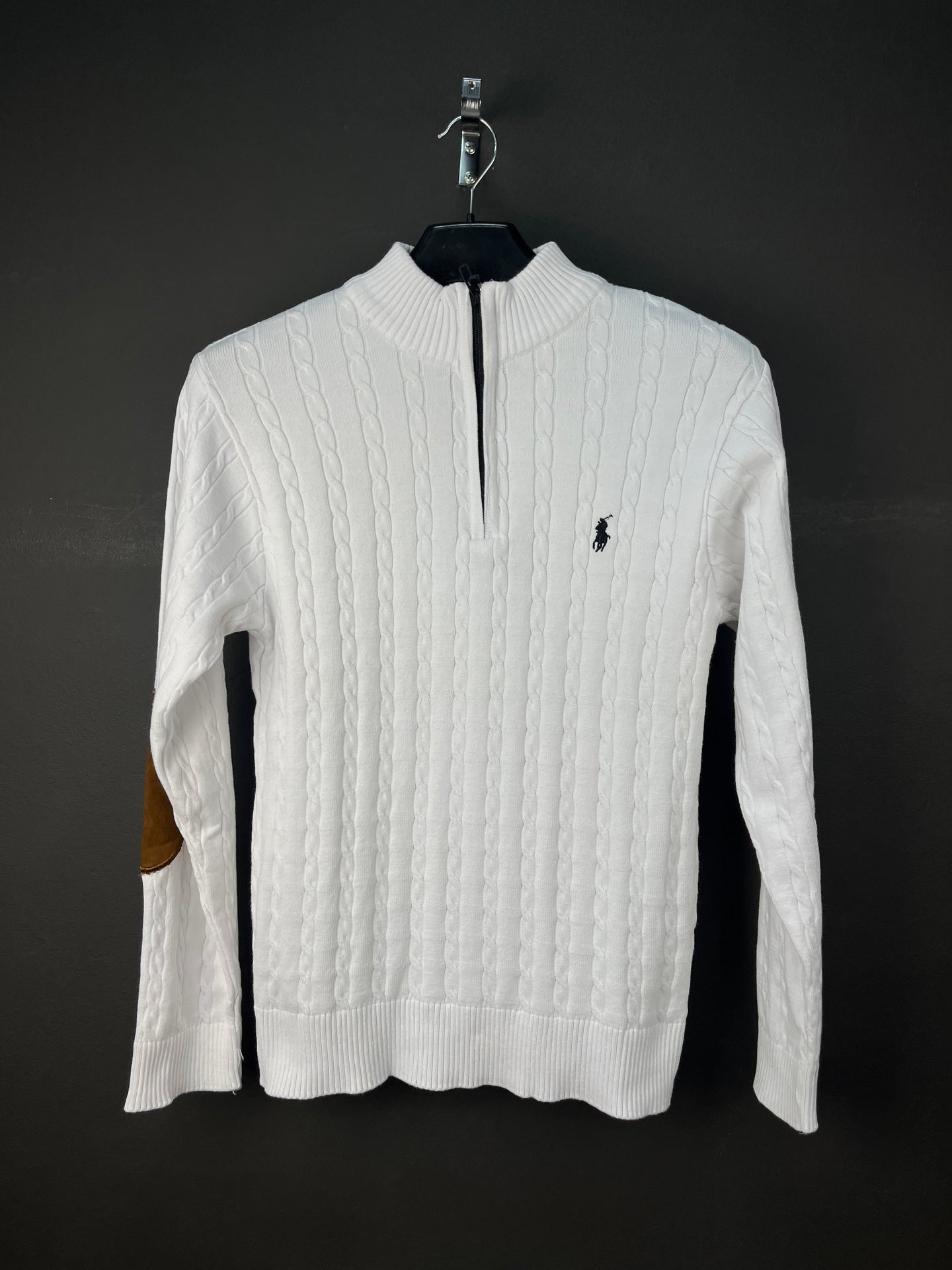 Ralph Lauren Quarter Zip Half Neck Soft Sweater White
