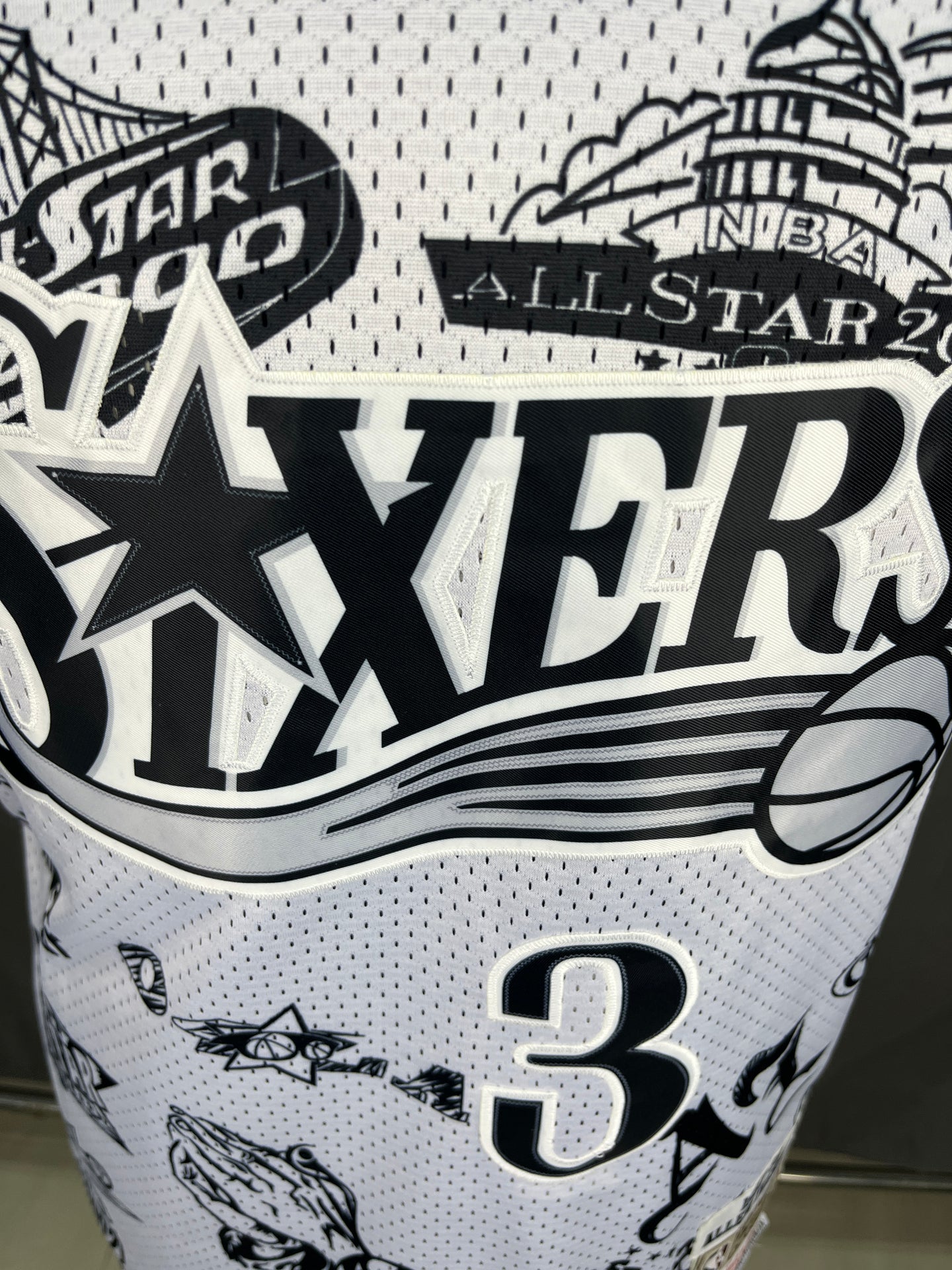 Iverson 3 Sixers White NBA Jersey